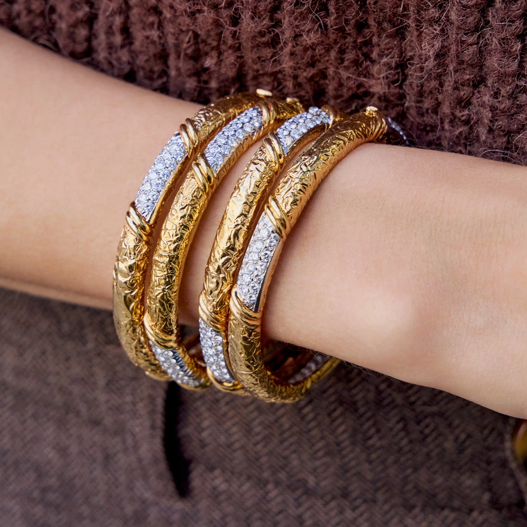 Four 1970s Van Cleef &amp; Arpels Diamond Bangle Bracelets