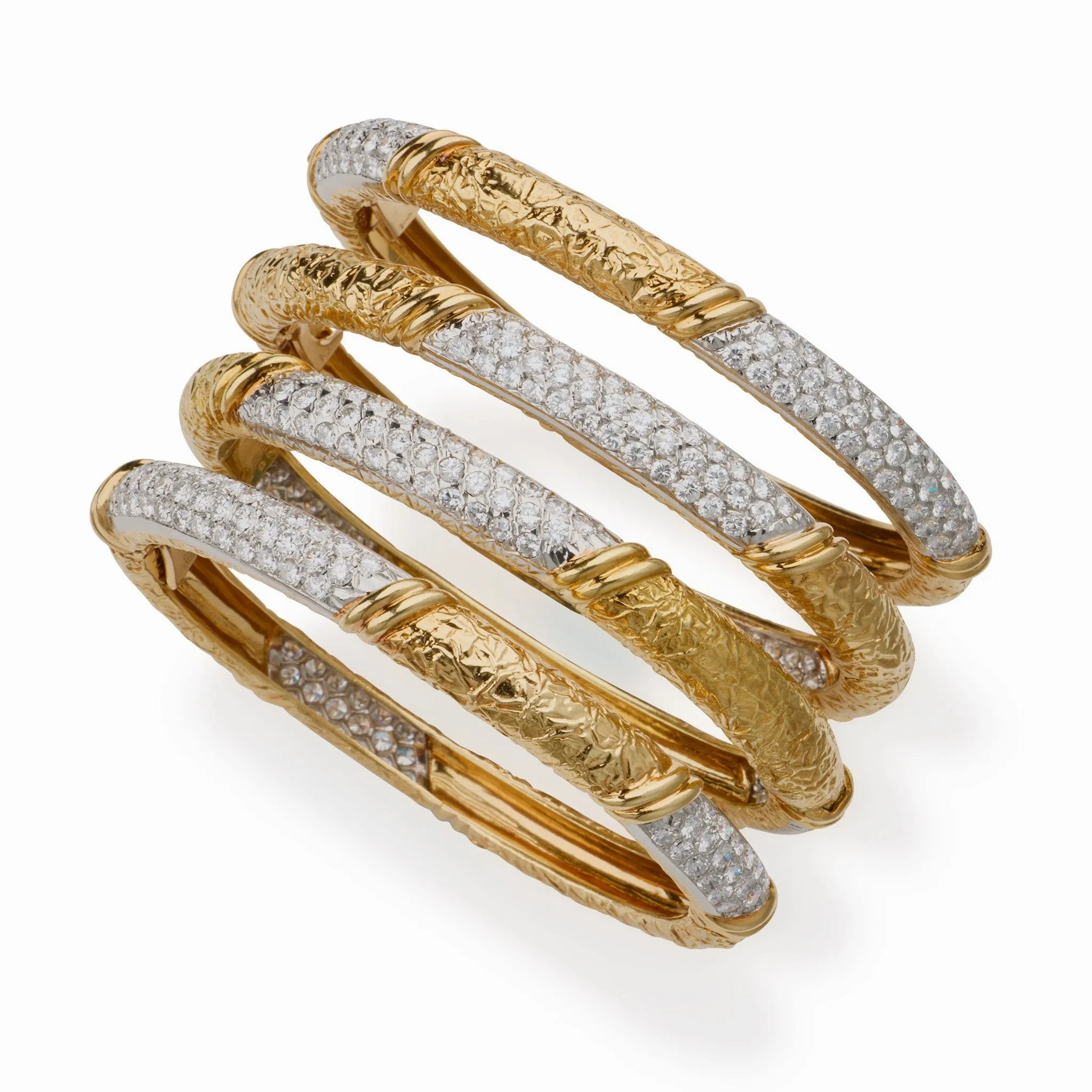 Four 1970s Van Cleef &amp; Arpels Diamond Bangle Bracelets
