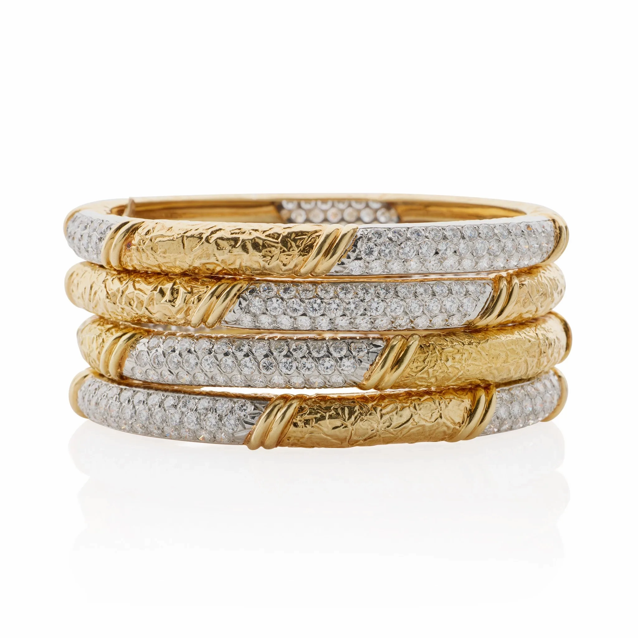 Four 1970s Van Cleef &amp; Arpels Diamond Bangle Bracelets