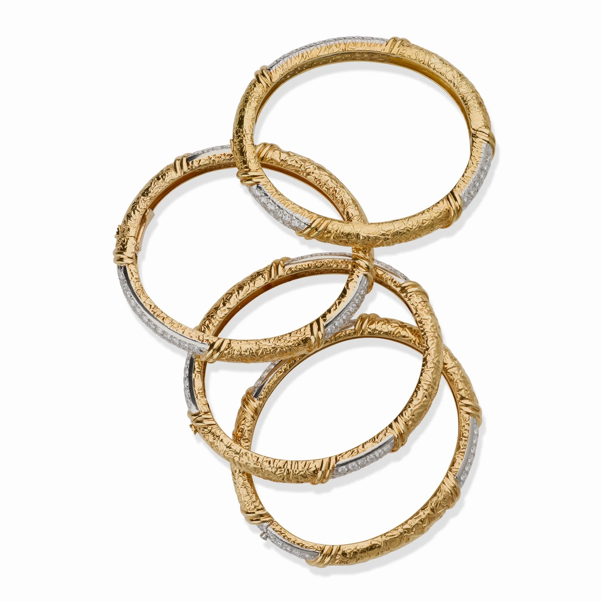Four 1970s Van Cleef &amp; Arpels Diamond Bangle Bracelets