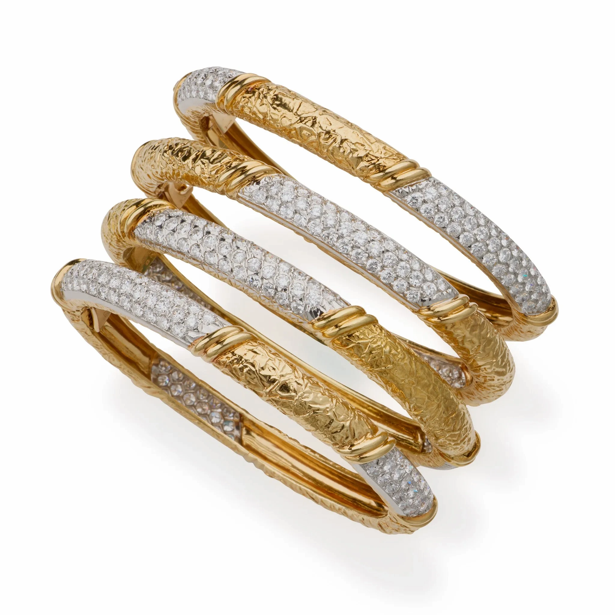 Four 1970s Van Cleef &amp; Arpels Diamond Bangle Bracelets
