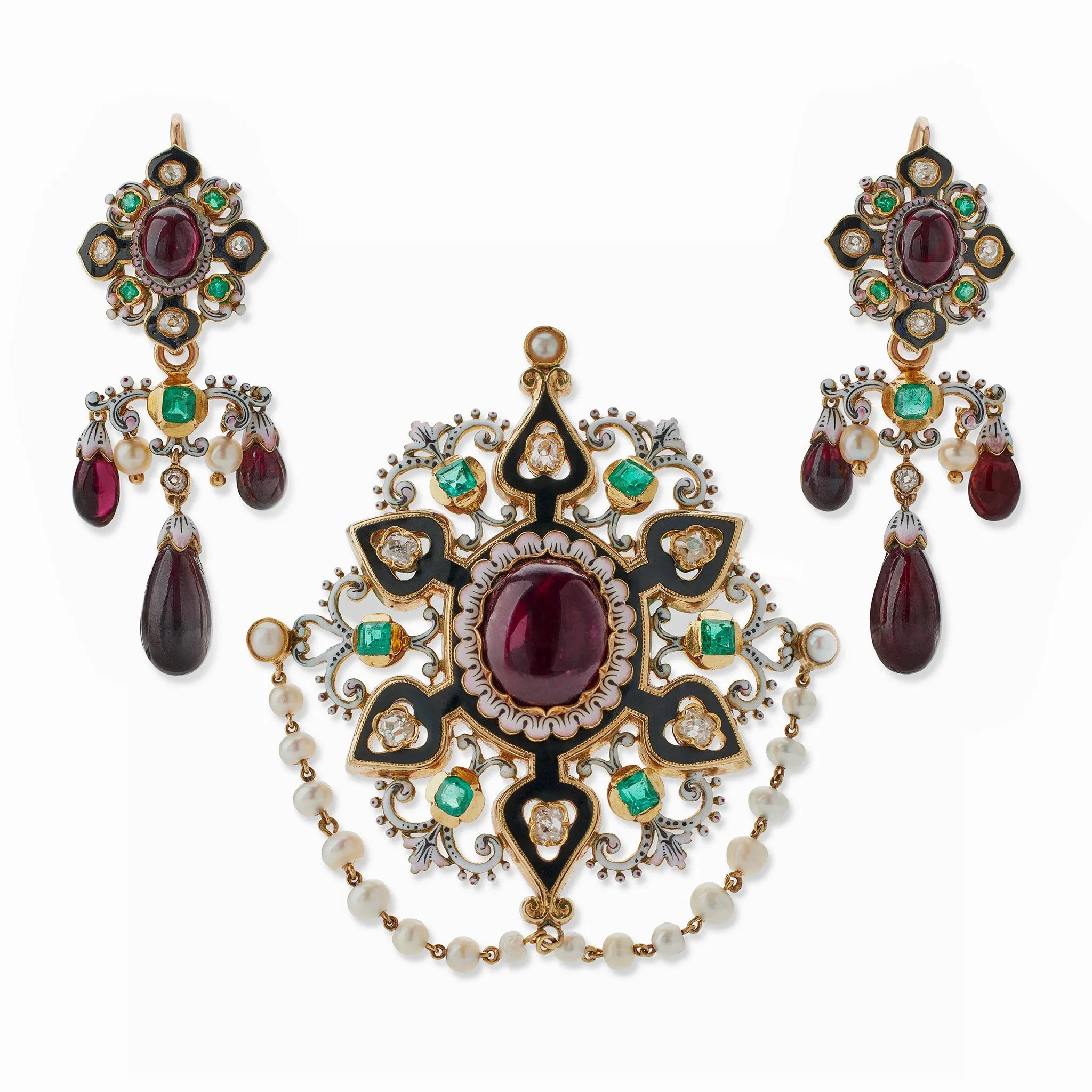 French Renaissance Revival &quot;Holbeinesque&quot; Demi-Parure