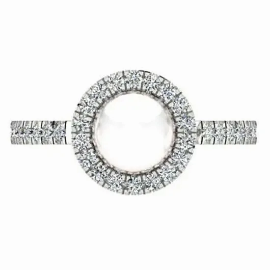 Freshwater Pearl and Halo Diamond White Gold Ring