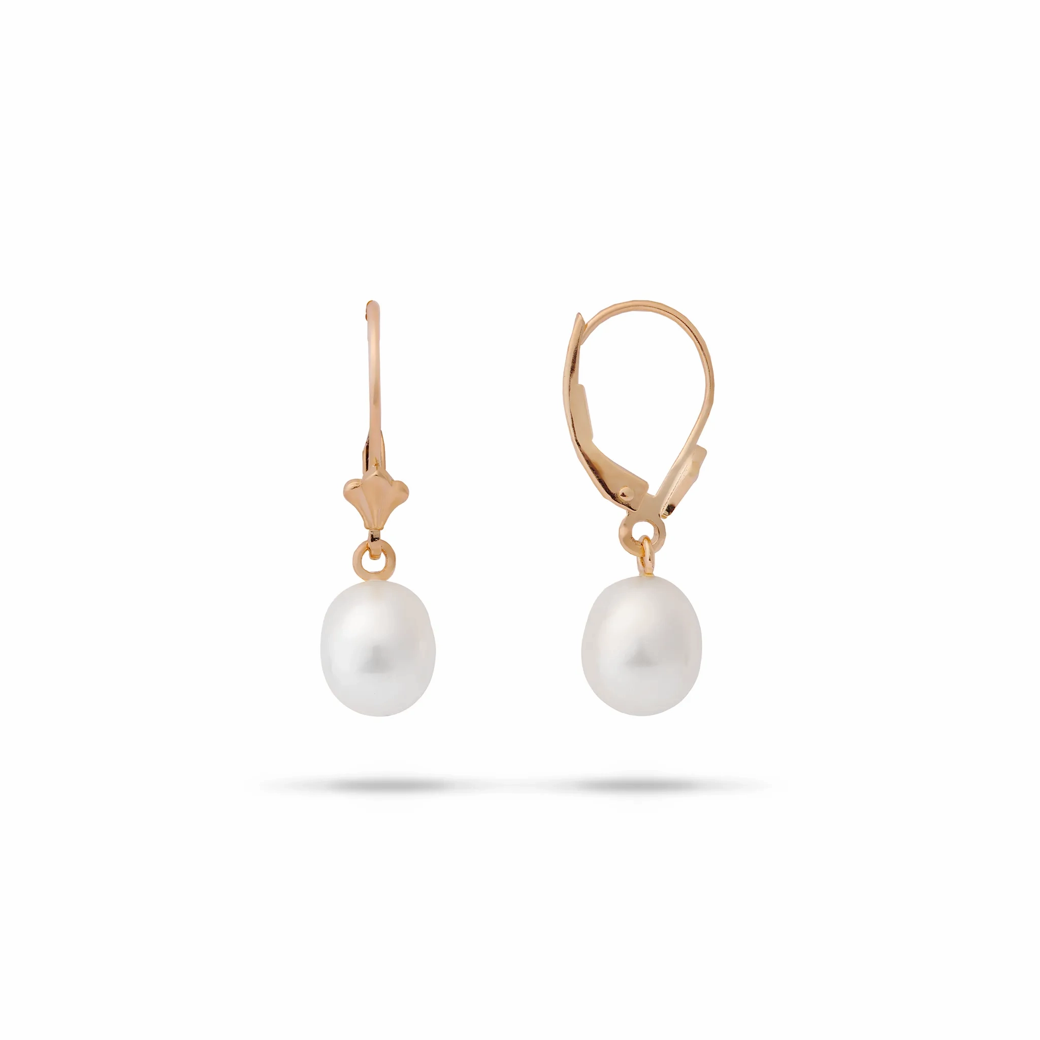 Freshwater Pearl Earrings in Gold - 7.5-8mm