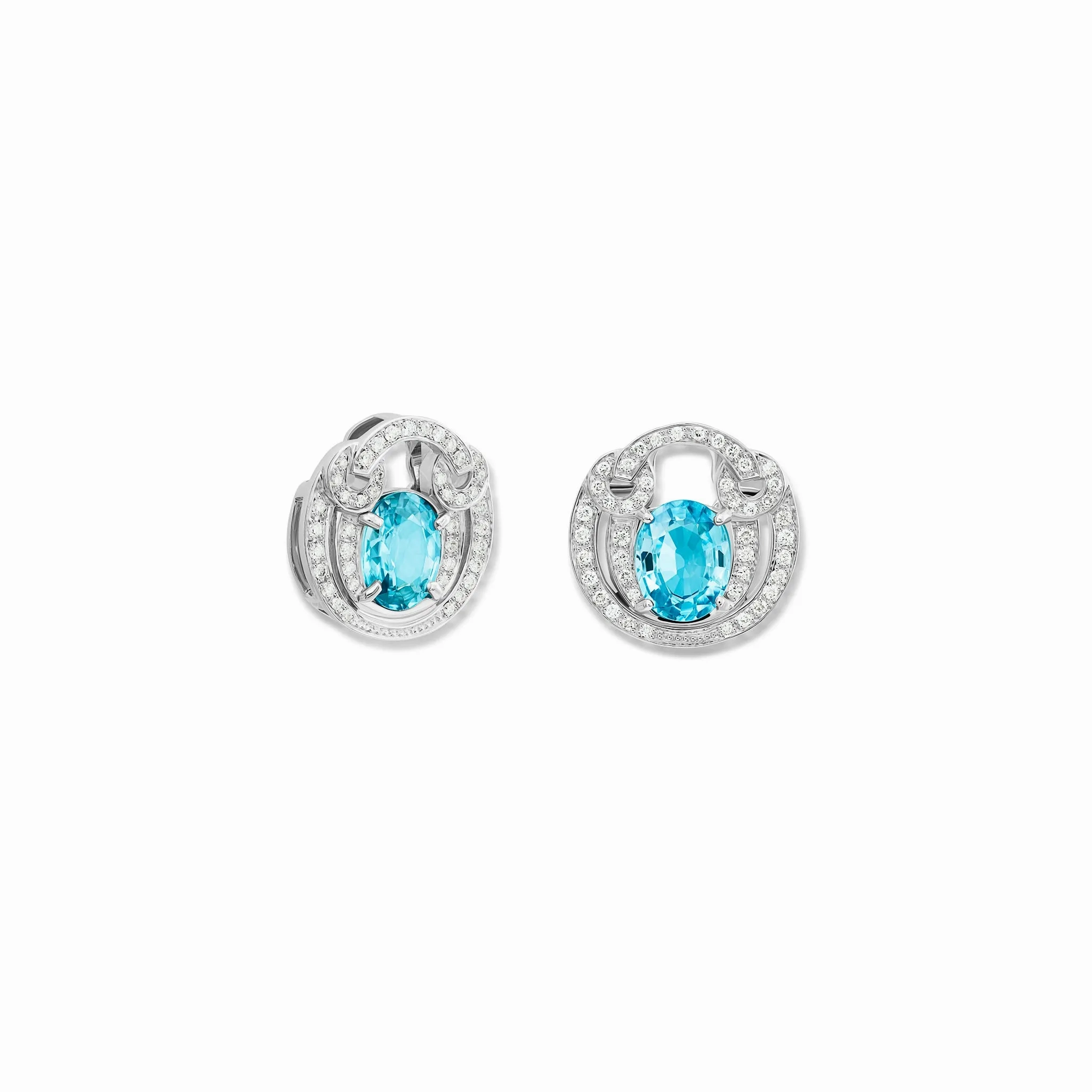 Frida Earring Drops 18ct White Gold - Blue Zircon &amp; Diamond