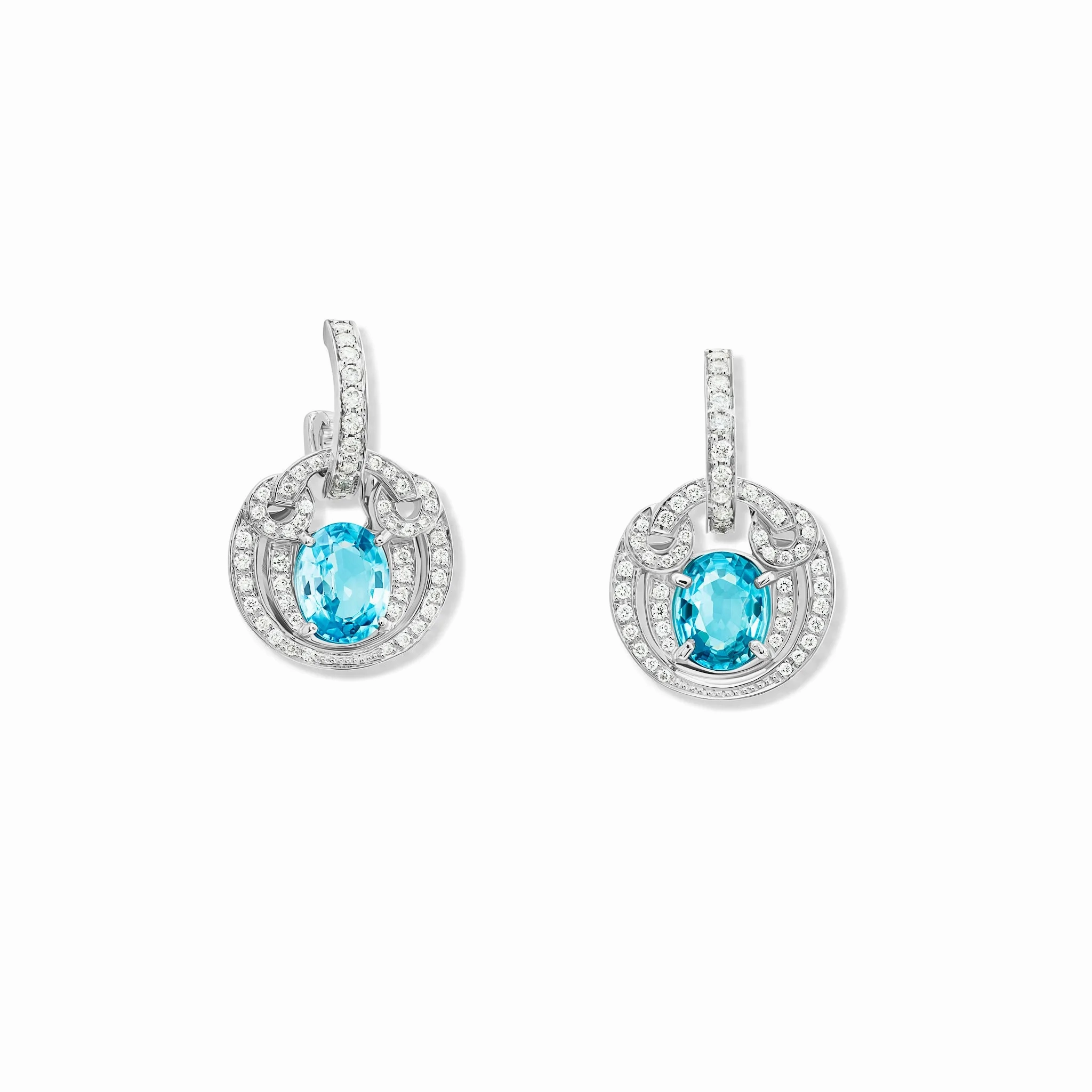Frida Earring Drops 18ct White Gold - Blue Zircon &amp; Diamond