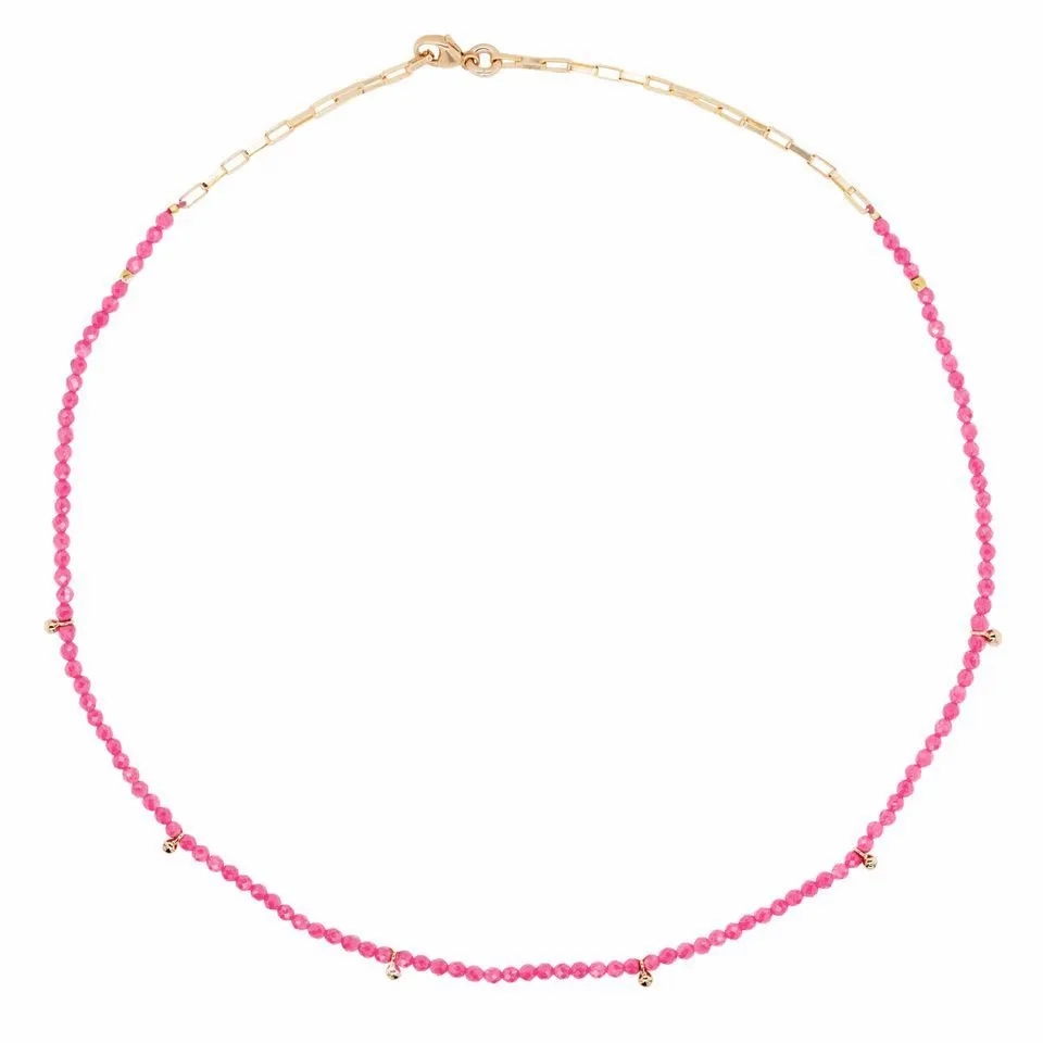 Fuchsia Gold Plated Necklace w. Jade