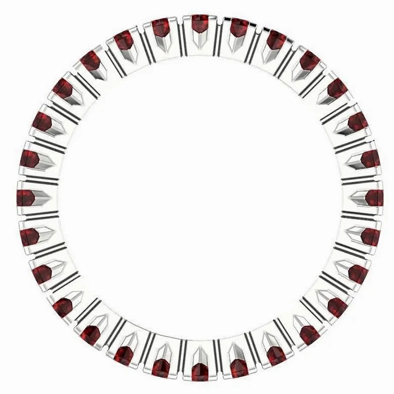 Garnet Gemstone Eternity Ring 14K White Gold