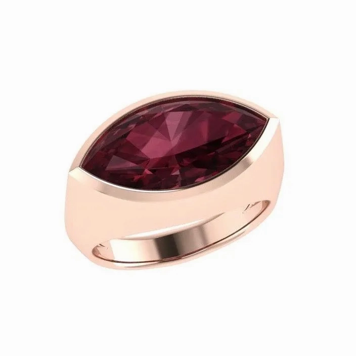 Garnet Gemstone Marquise Ring 14K Gold
