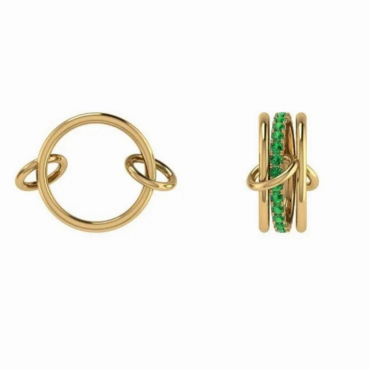 Gemstone Interlocking Ring in Yellow Gold