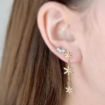 Gemstone Trio Climber Earrings