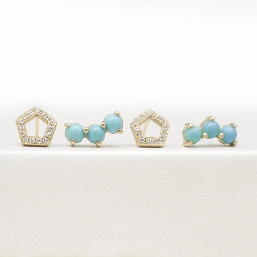 Gemstone Trio Climber Earrings