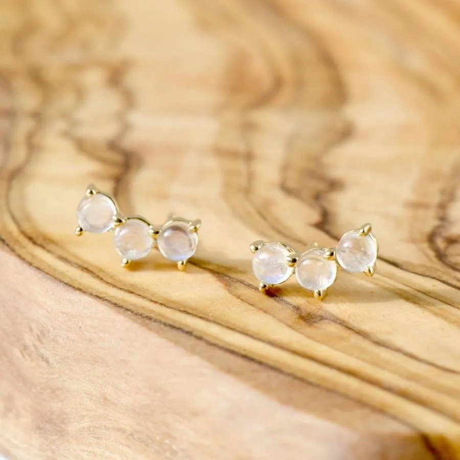 Gemstone Trio Climber Earrings