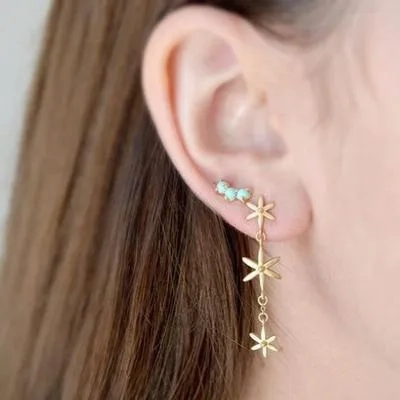 Gemstone Trio Climber Earrings