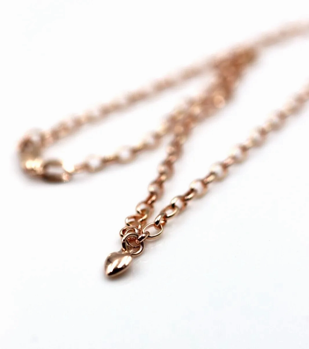 Genuine 9ct Solid Yellow or Rose Gold 25cm Belcher Anklet   1 heart charm