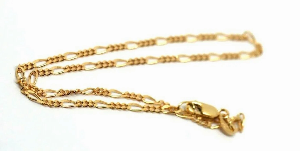 Genuine New 9ct 9k Solid Yellow Gold 25cm Diamond Cut Figaro Anklet