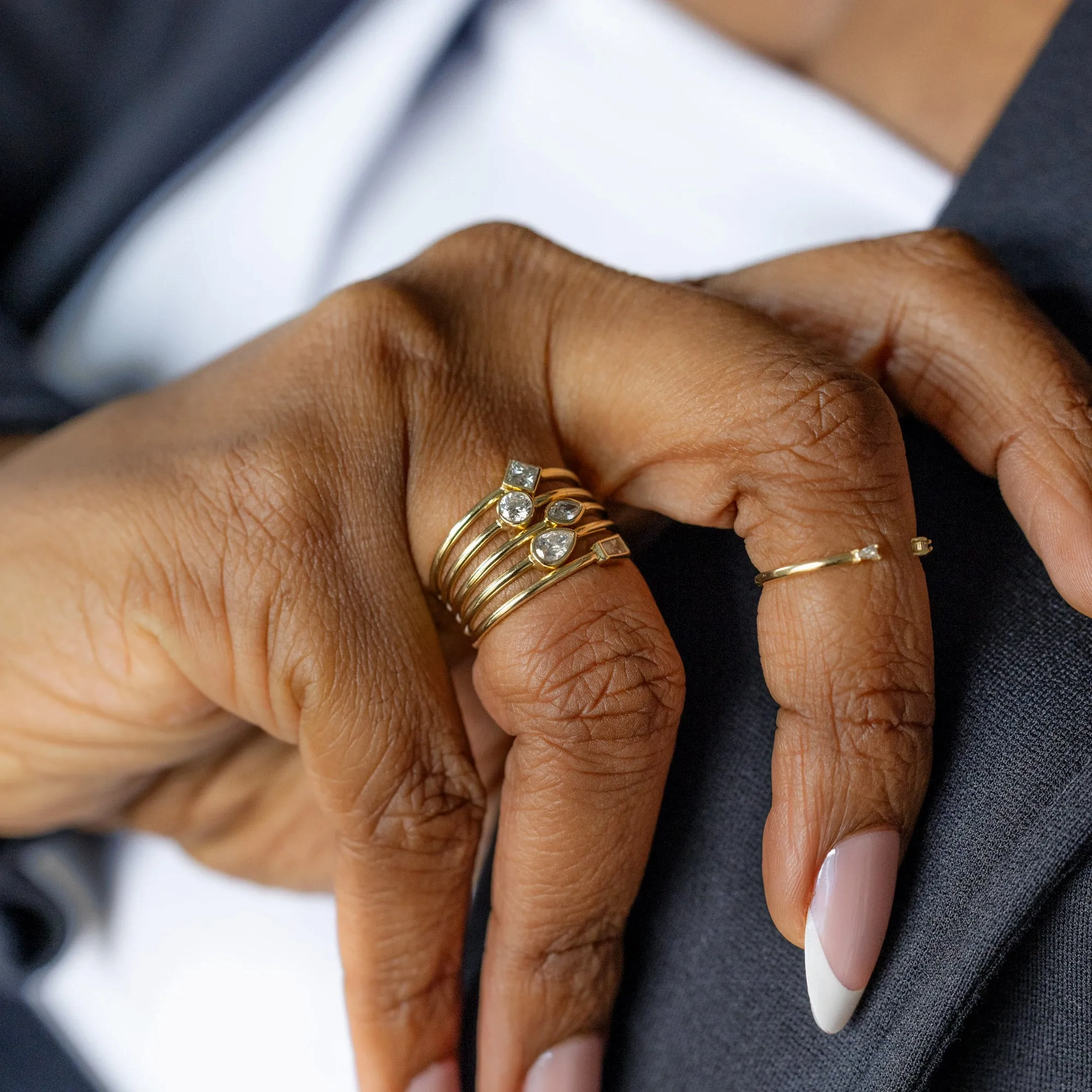 Geometric Diamond Stacking Ring | Yellow Gold