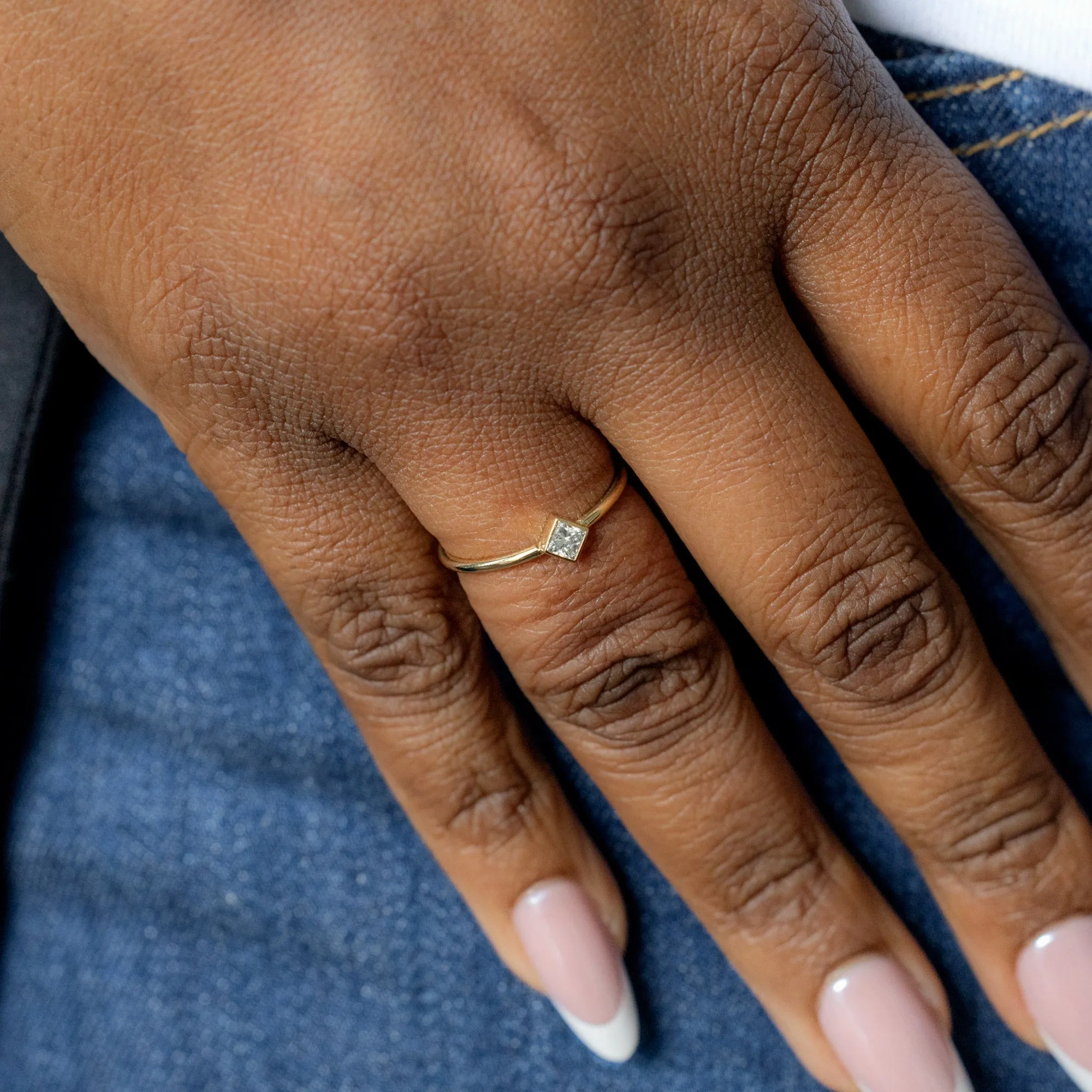 Geometric Diamond Stacking Ring | Yellow Gold