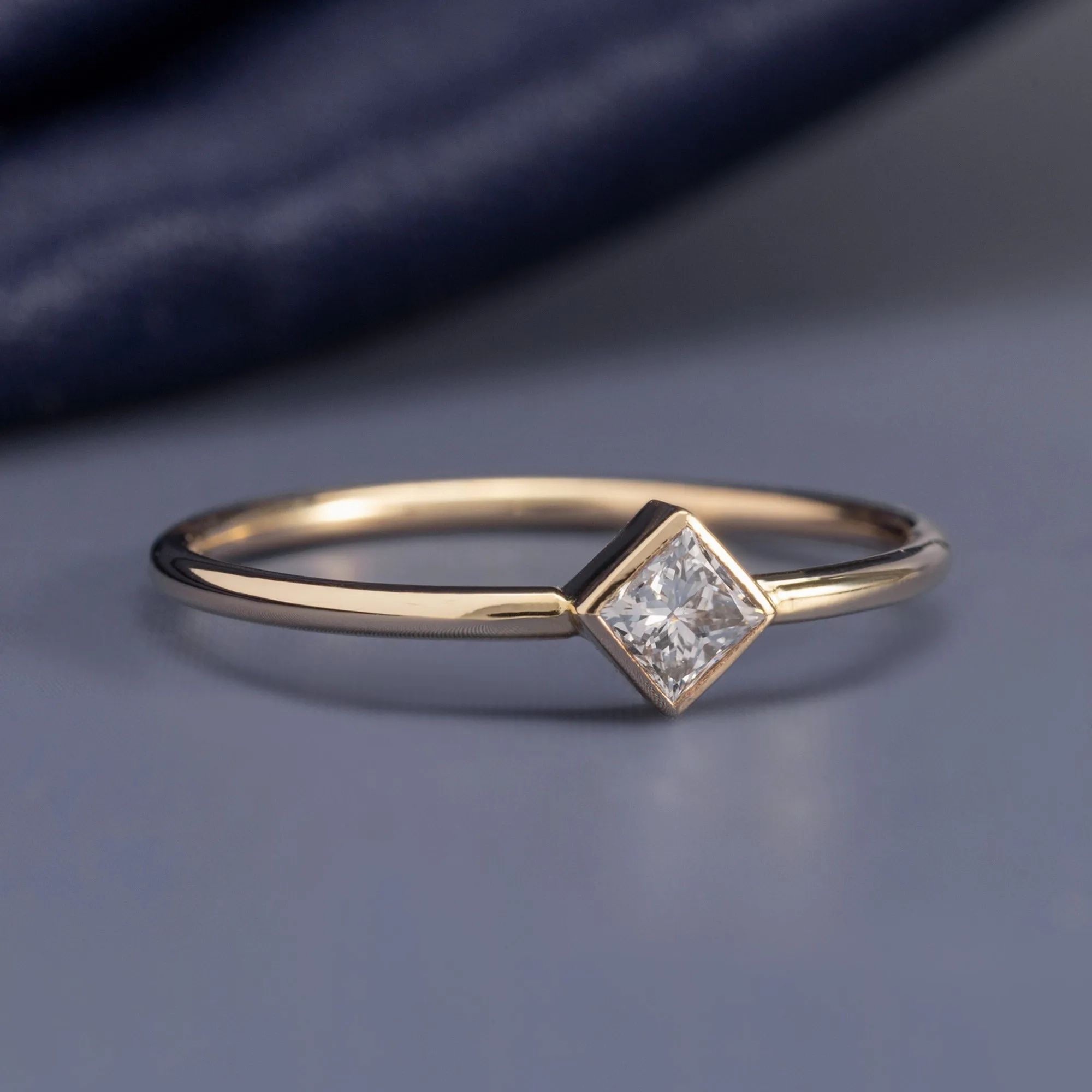 Geometric Diamond Stacking Ring | Yellow Gold
