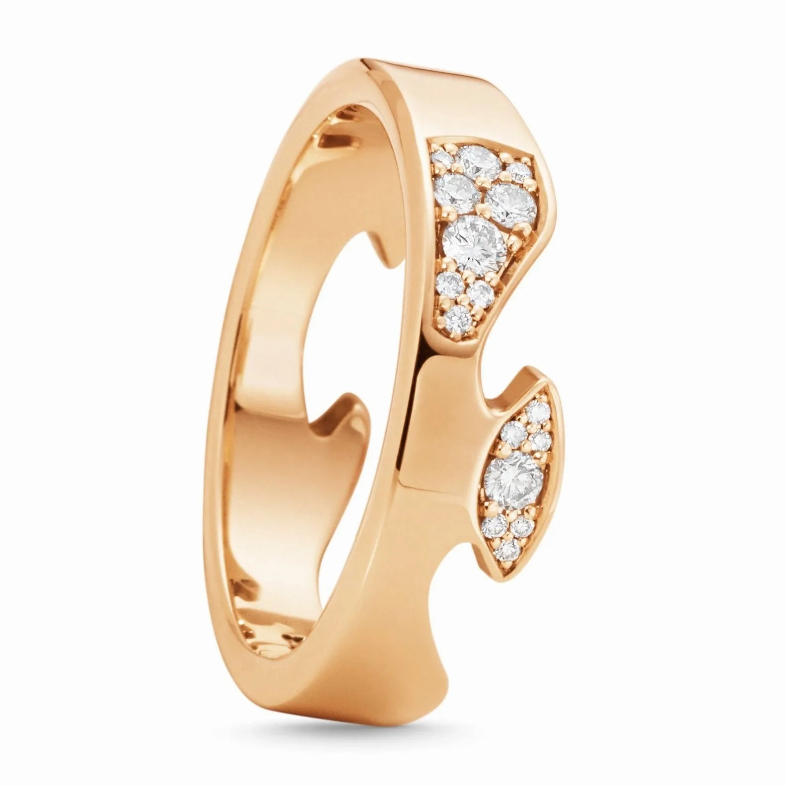 Georg Jensen Fusion 18ct Rose Gold Diamond Pave End Ring AA