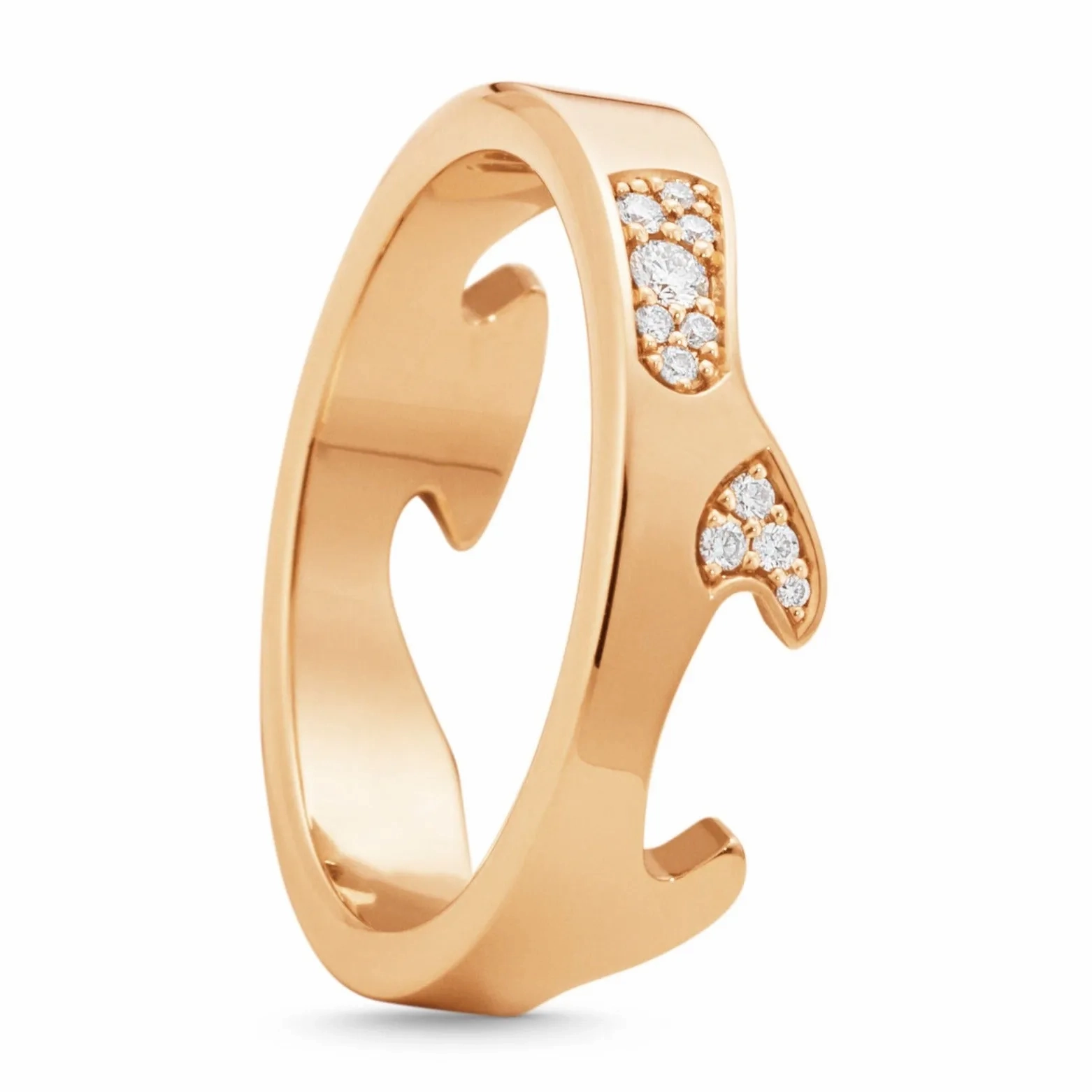 Georg Jensen Fusion 18ct Rose Gold Diamond Pave End Ring AB