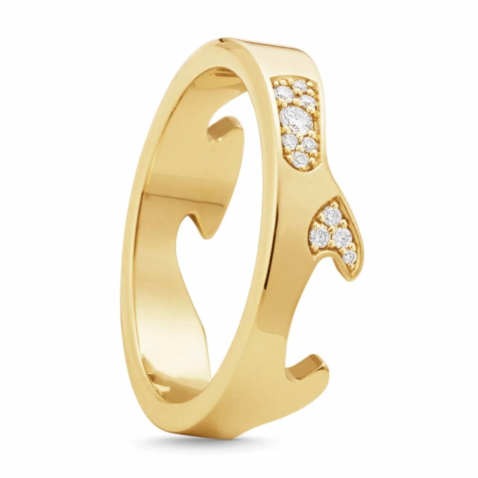 Georg Jensen Fusion 18ct Yellow Gold Diamond Pave End Ring AB