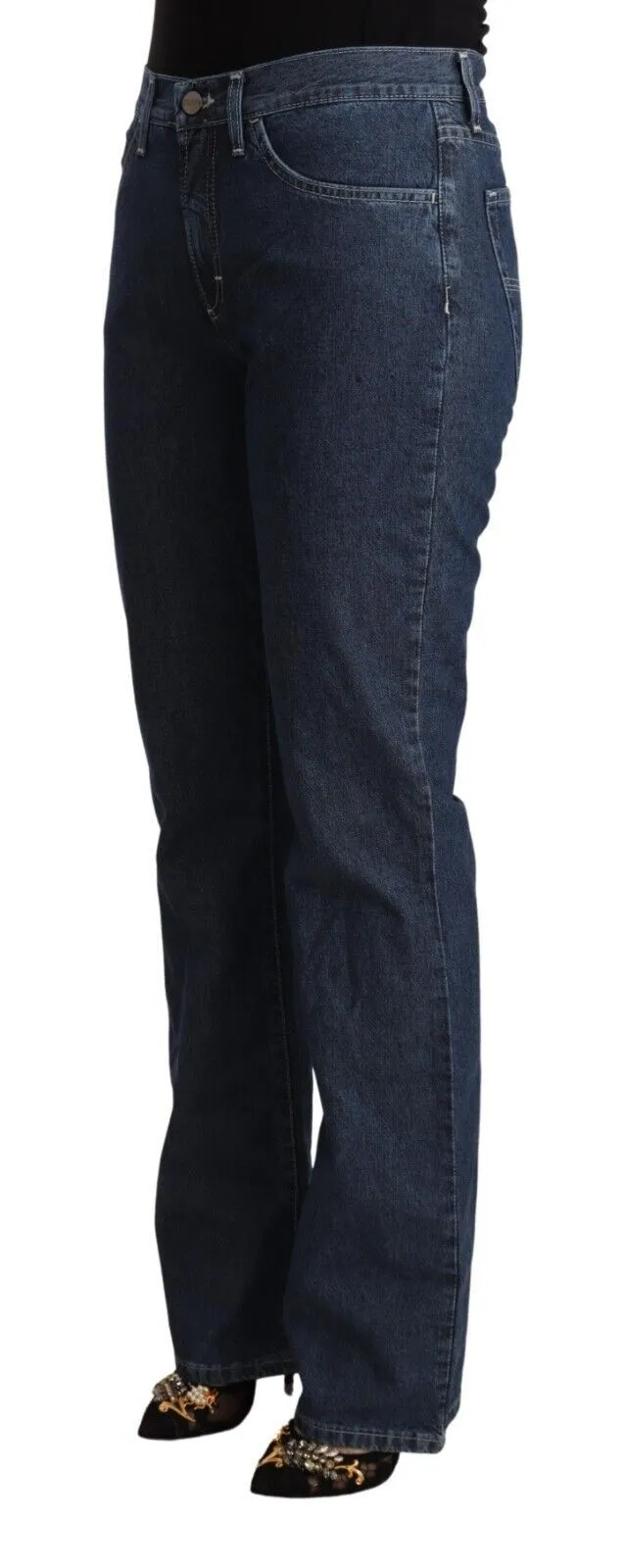 GF Ferre Baumwoll-Mittelhochbund-Fla Damenjeans