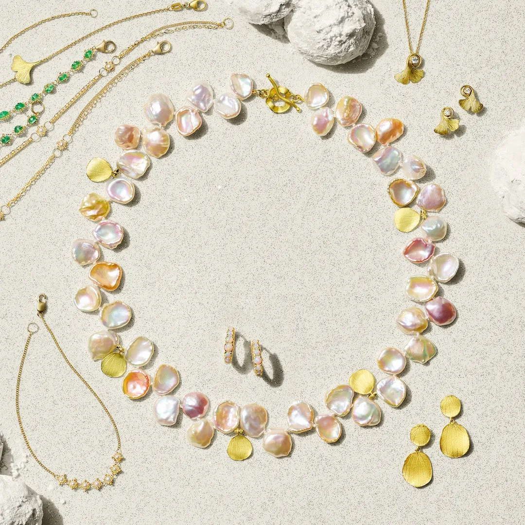 Ginkgo Leaf &amp; Diamond Pendant Necklace