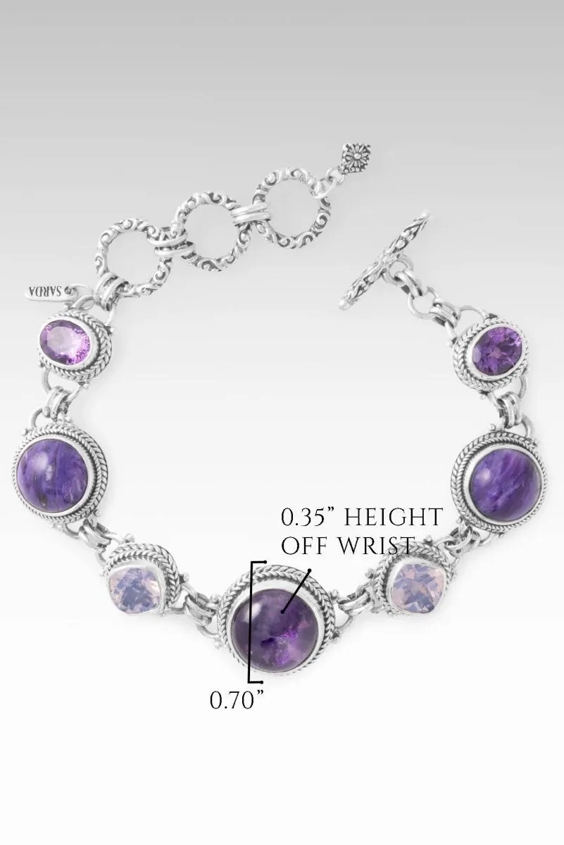 Glory Everywhere Bracelet? in Chevron Amethyst, Charoite, Amethyst &amp; Lavender Moon Quartz