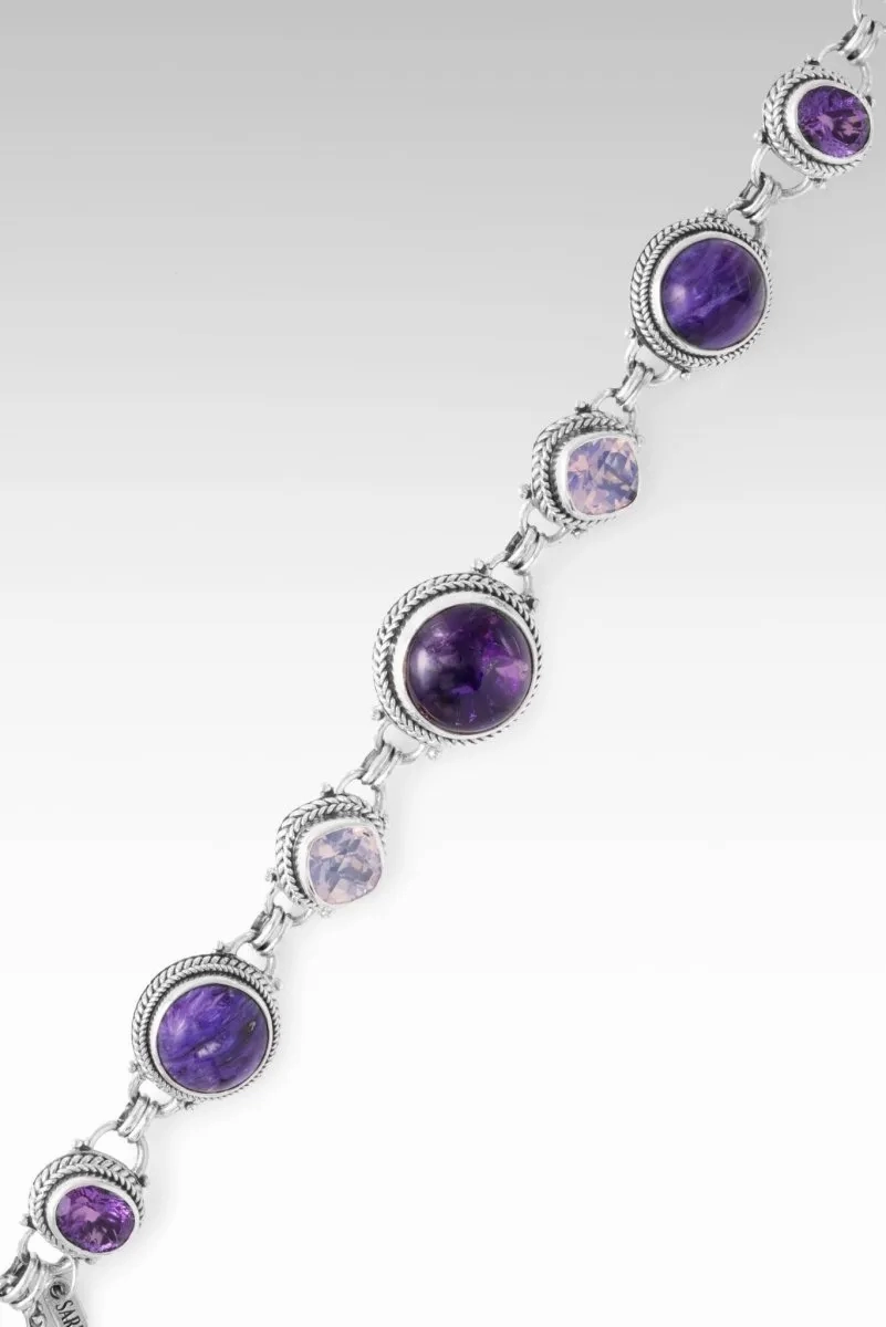 Glory Everywhere Bracelet? in Chevron Amethyst, Charoite, Amethyst &amp; Lavender Moon Quartz