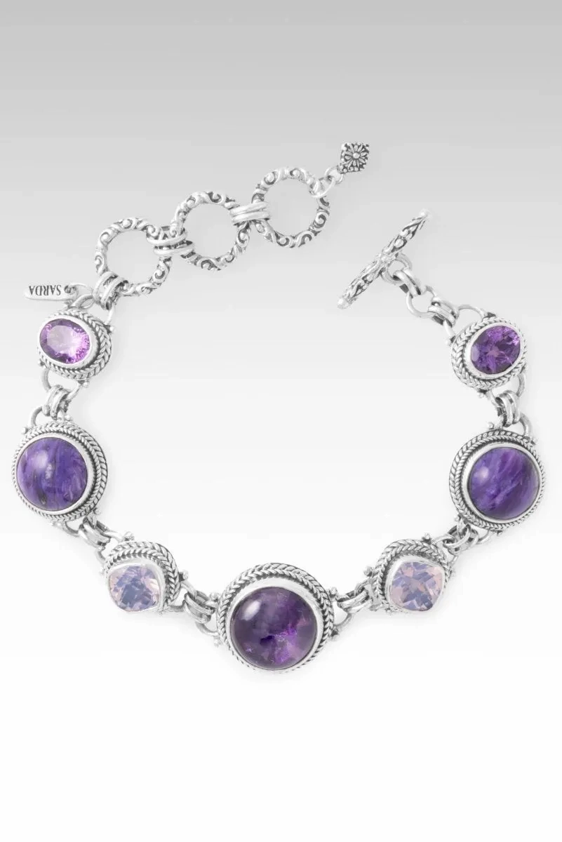 Glory Everywhere Bracelet? in Chevron Amethyst, Charoite, Amethyst &amp; Lavender Moon Quartz