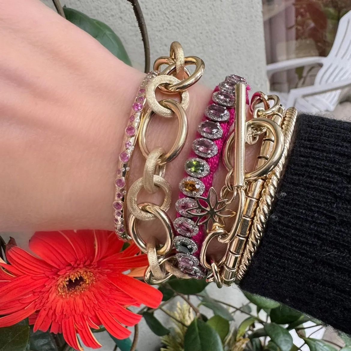 Gold &amp; Brushed Link Bracelet