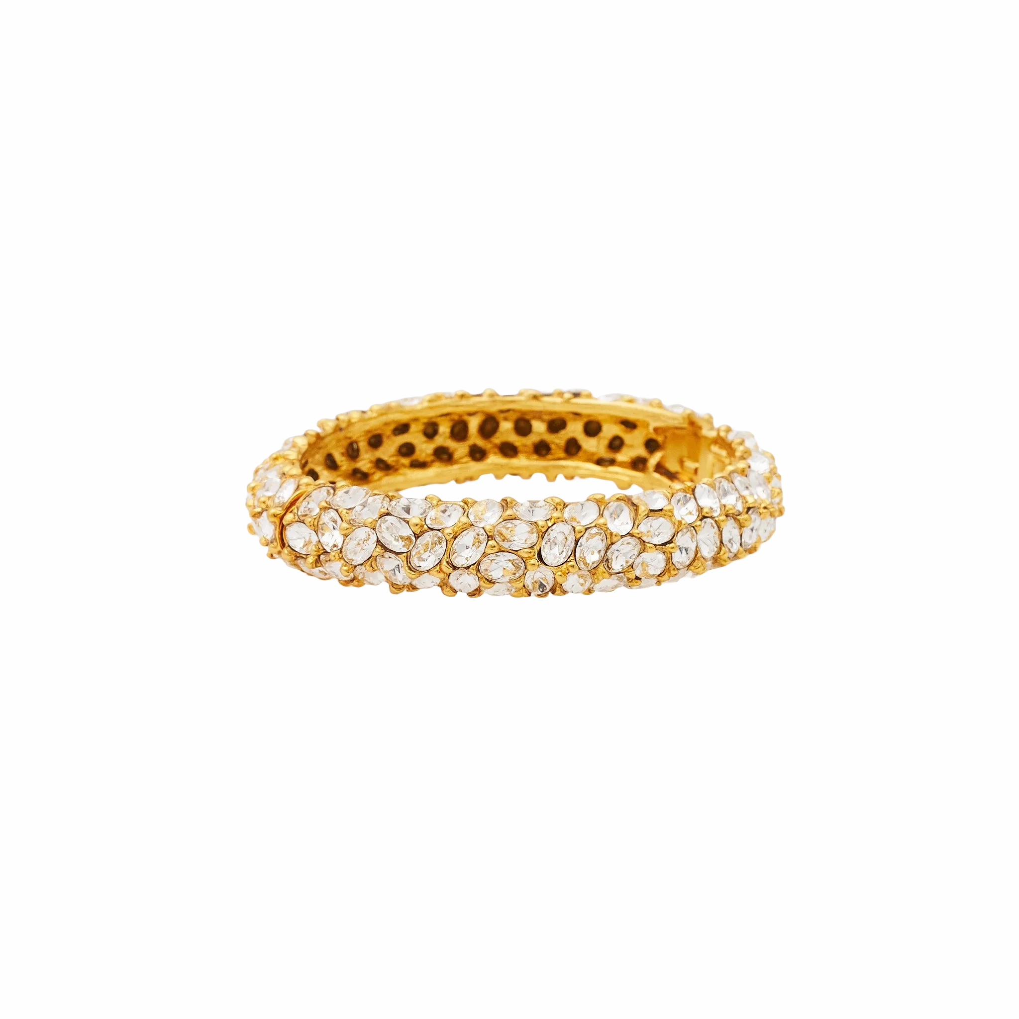 Gold &amp; Crystal Faceted Hinged Bracelet