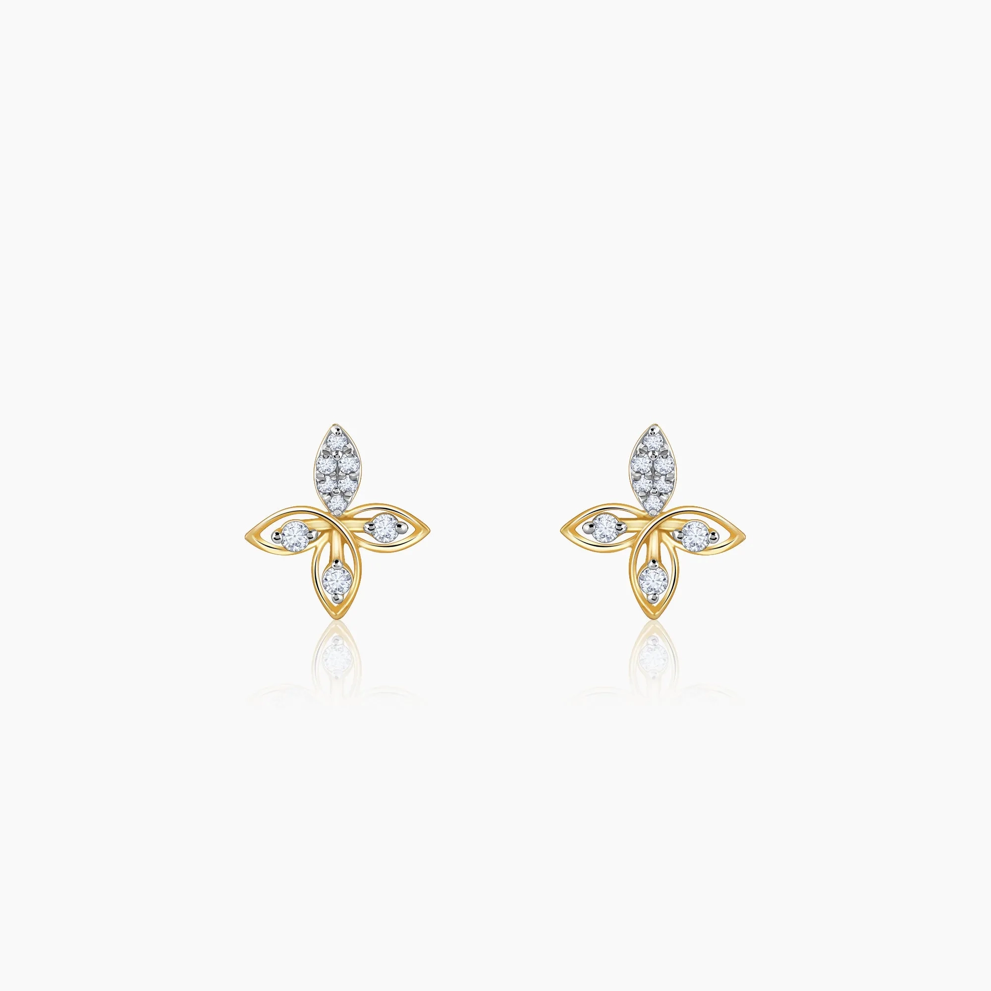 Gold Auric Flower Diamond Earrings