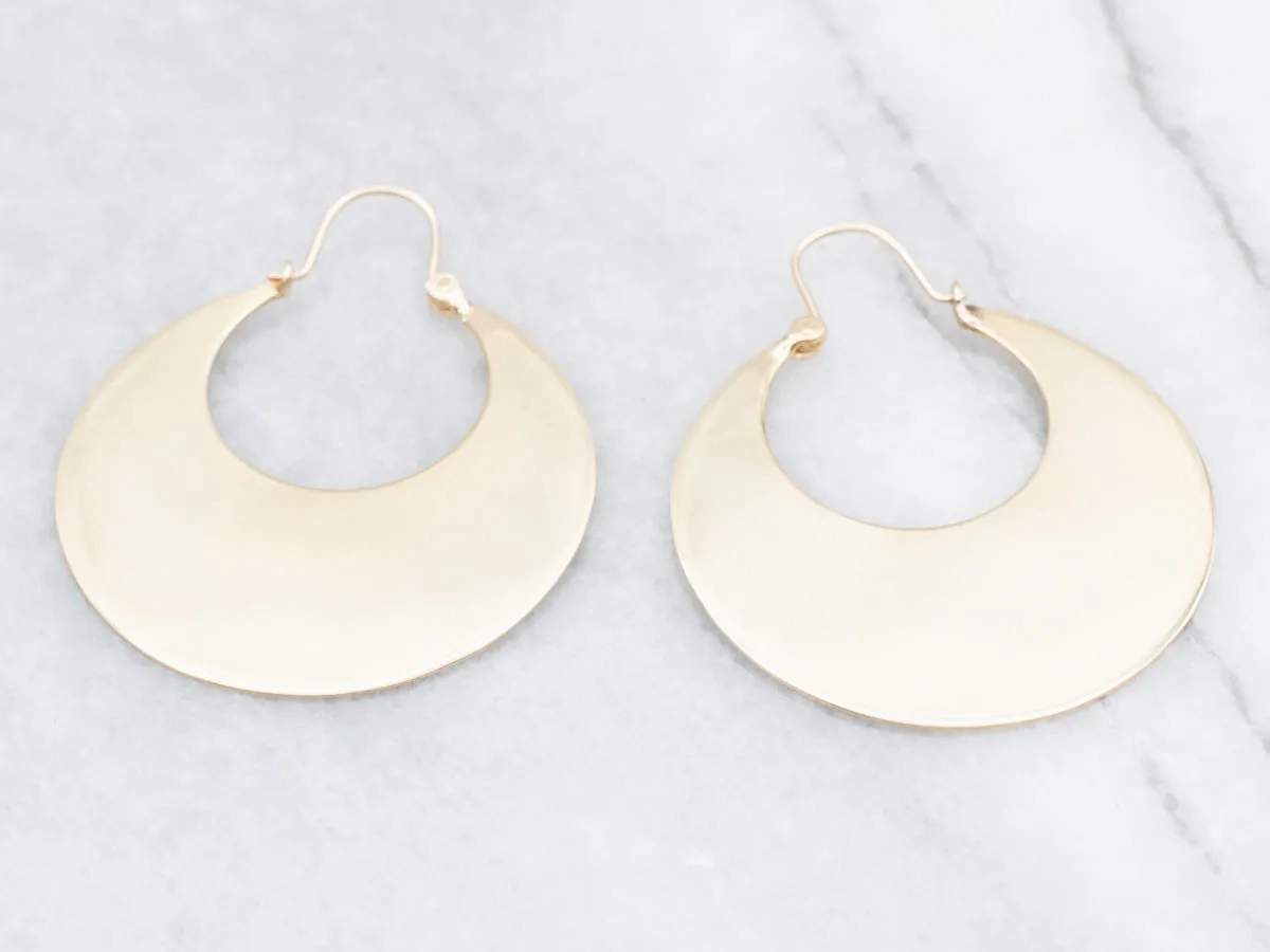 Gold Flat Round Hoop Earrings