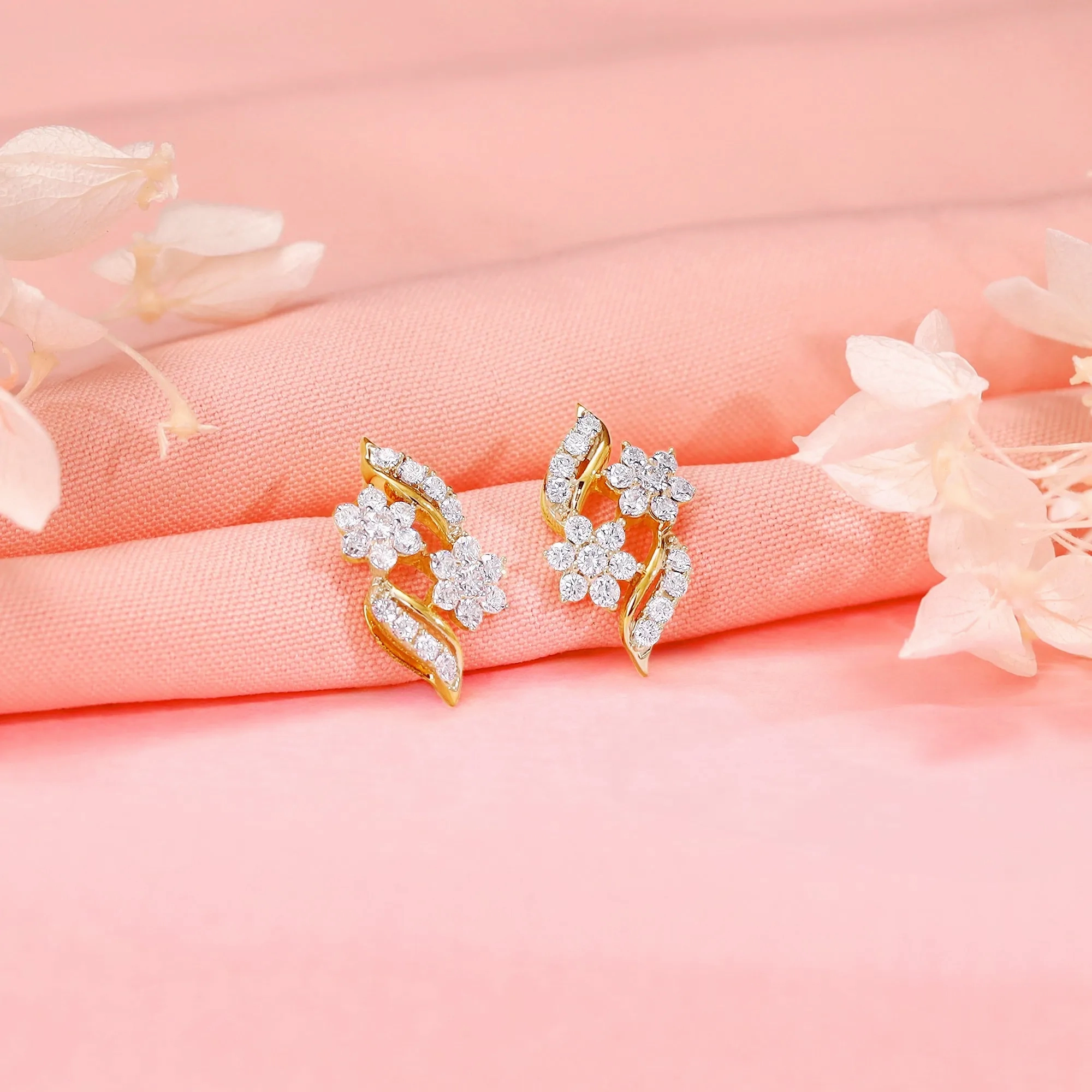 Gold Floral Magic Diamond Earrings