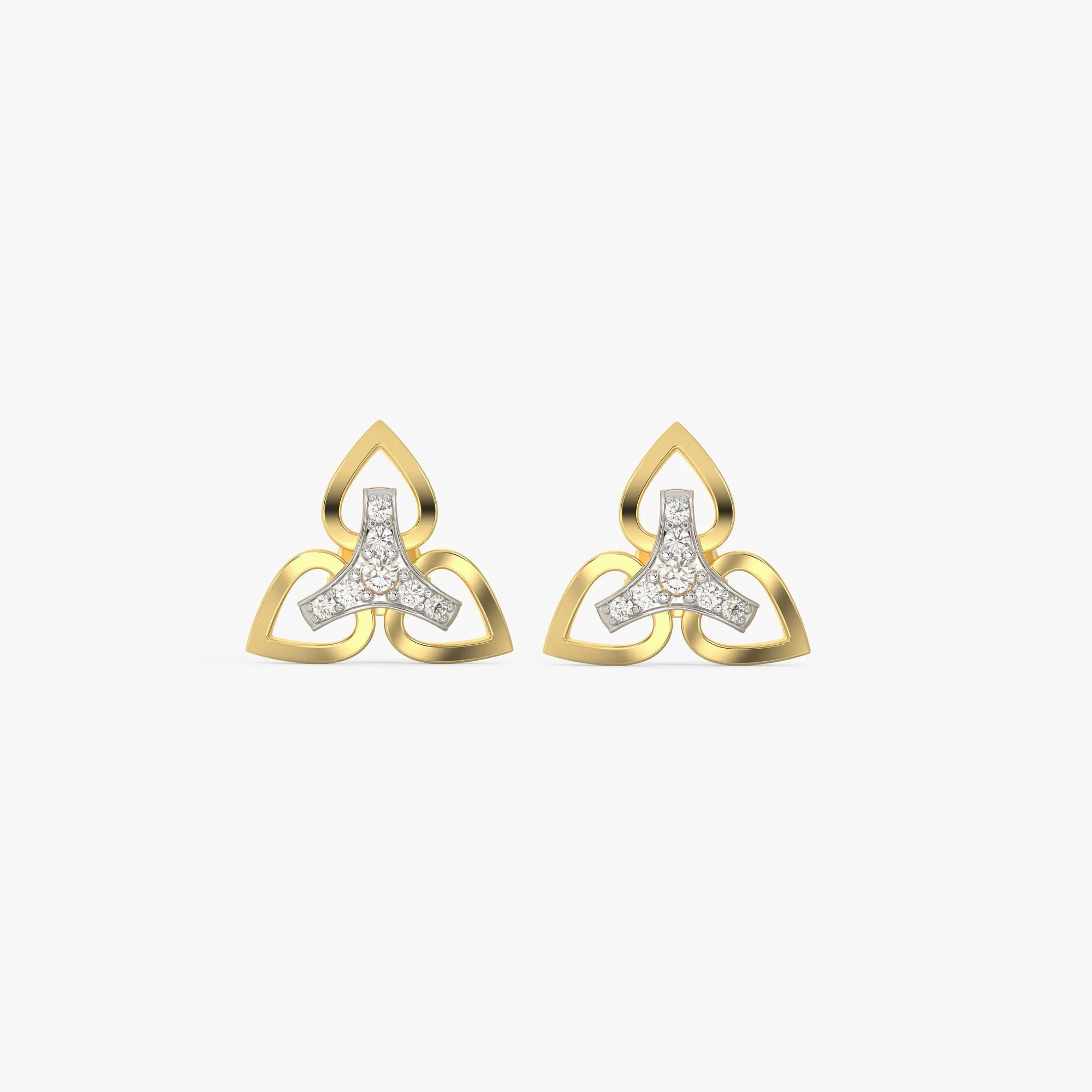 Gold Floral Triad Diamond Earrings
