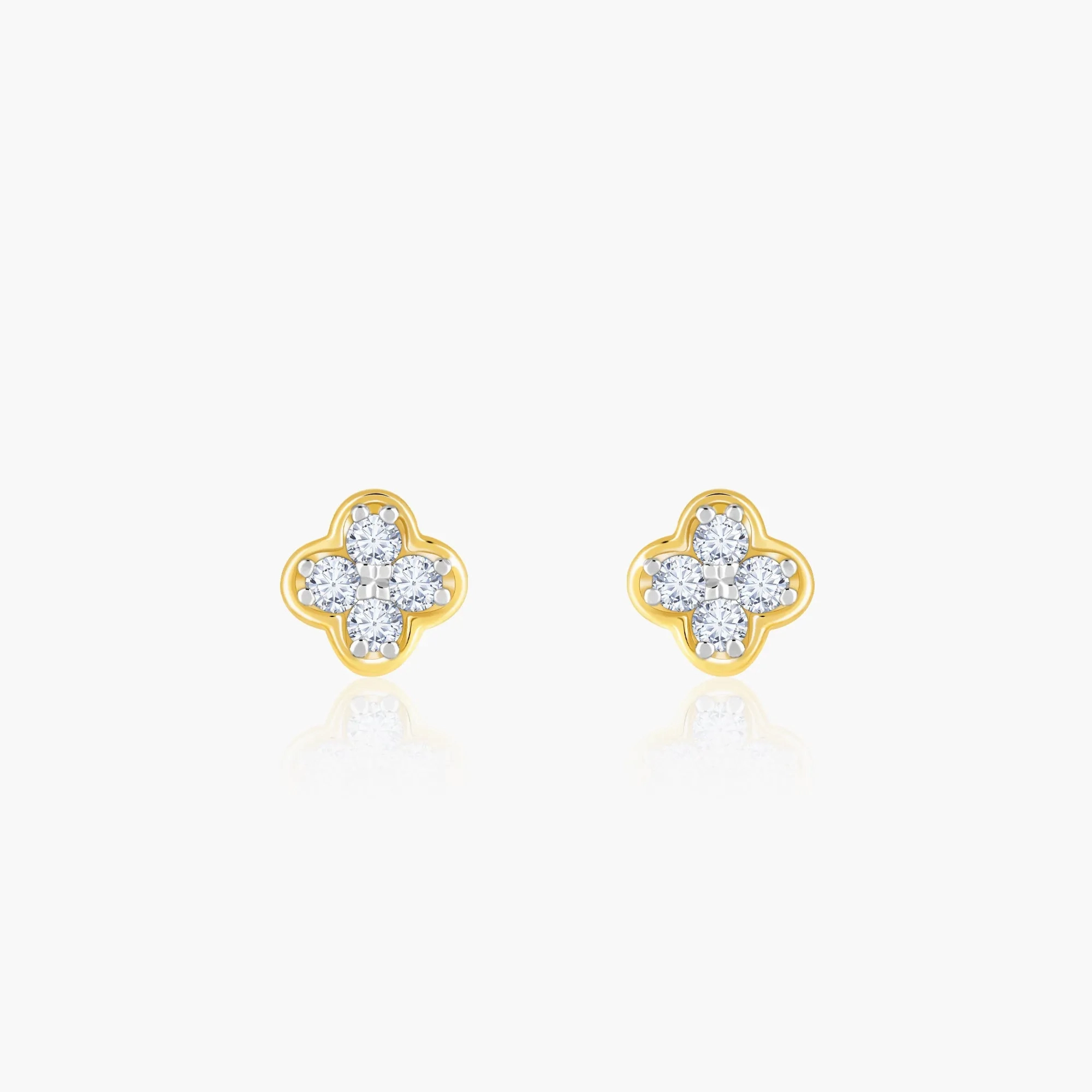 Gold Minimal Lobe Diamond Earrings