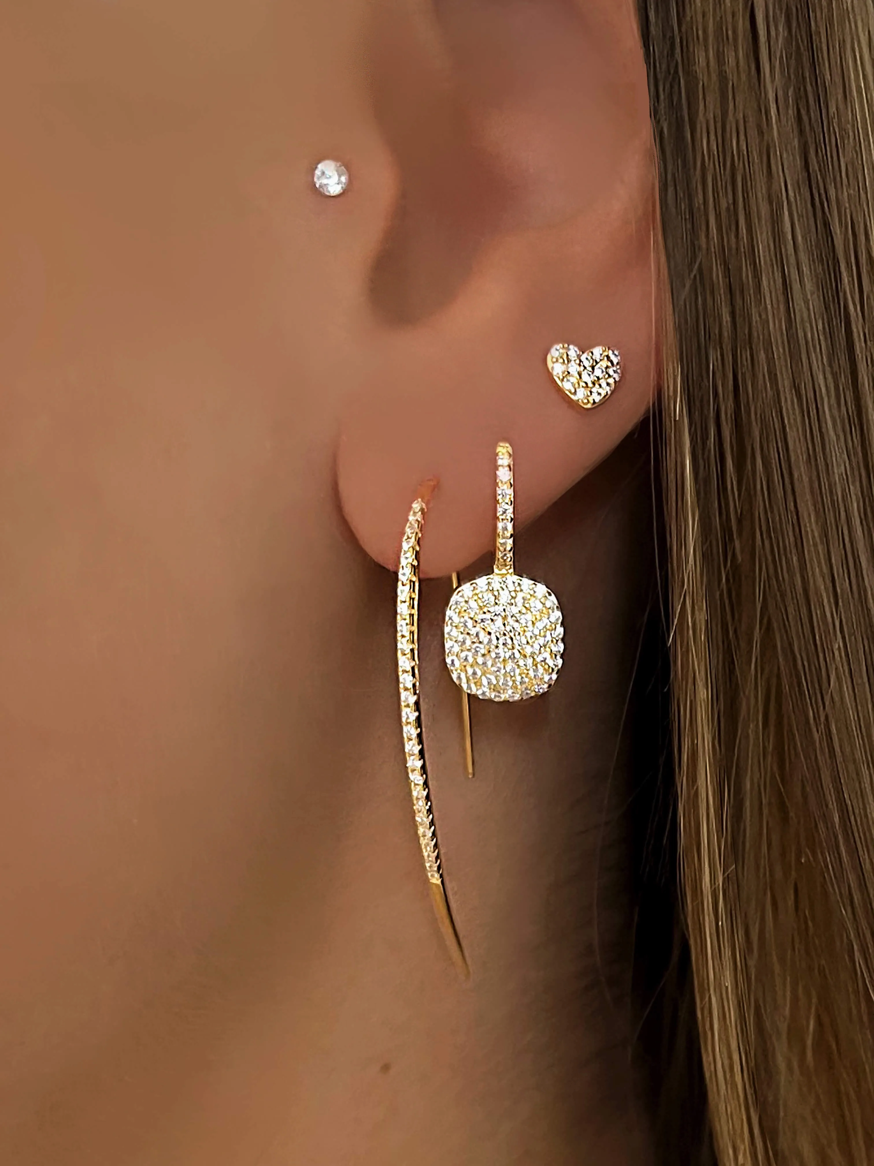 Gold-plated earrings 18k yellow gold assembled with zirconium oxide
