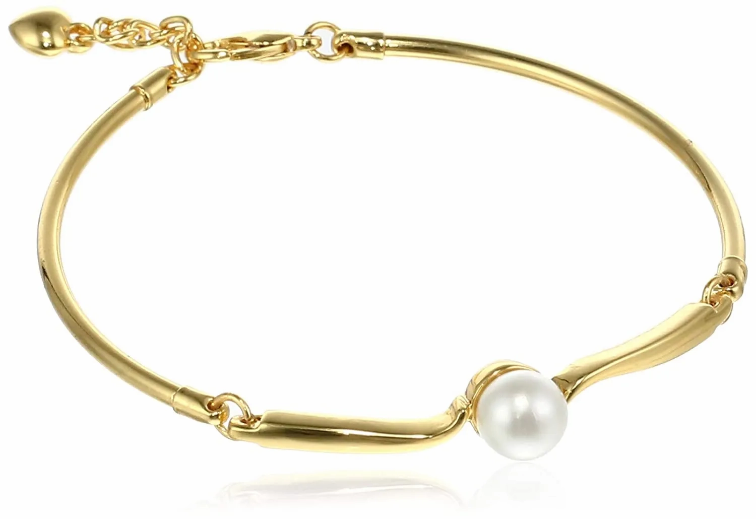 Gold Plated Single Pearl Studded Bracelet