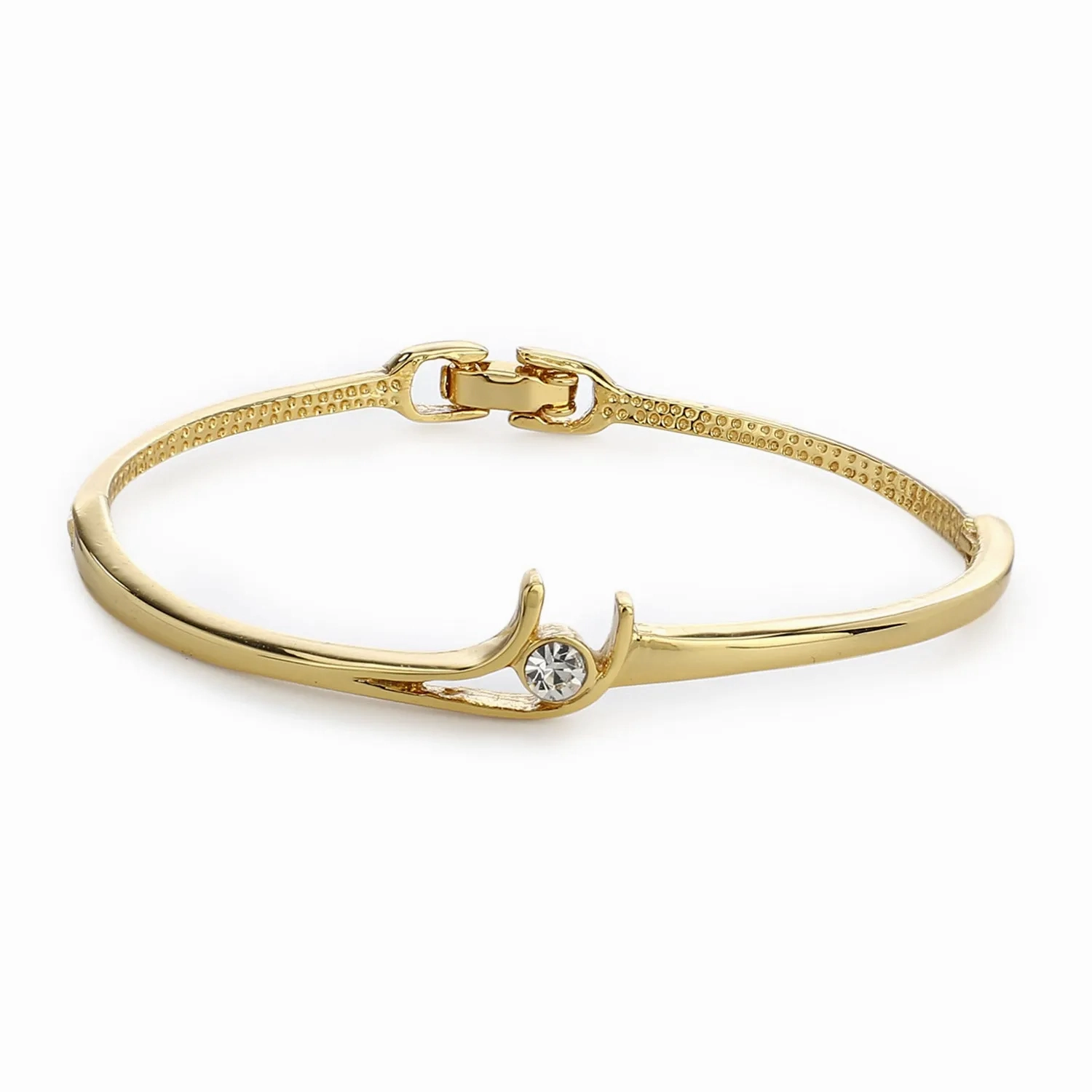 Gold Plated White Stone Bangle Bracelet For Womens