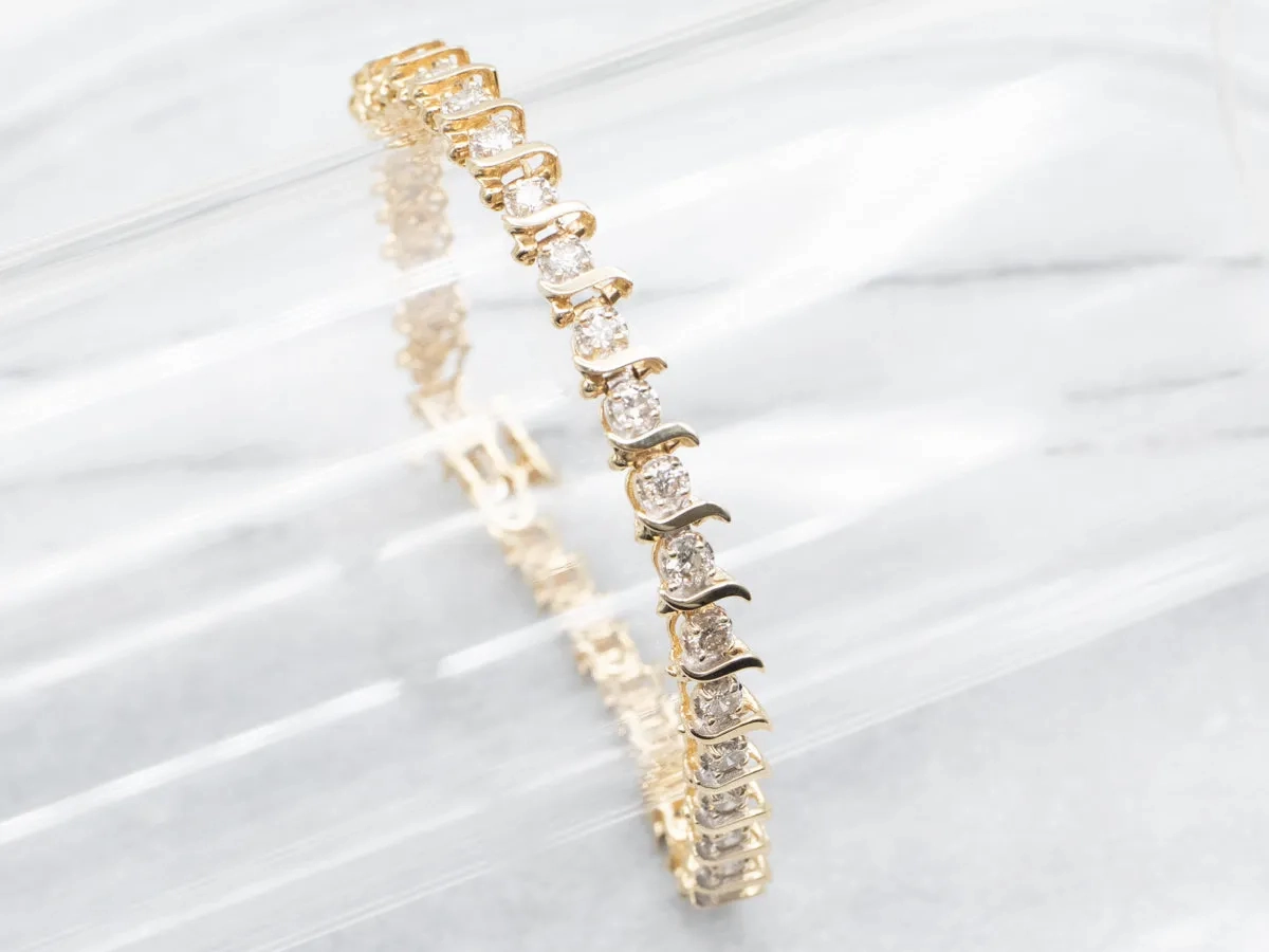 Gold S-Link Diamond Tennis Bracelet