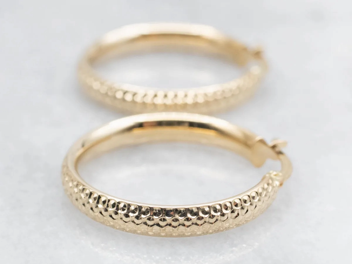 Gold Textured Hoop Earrings