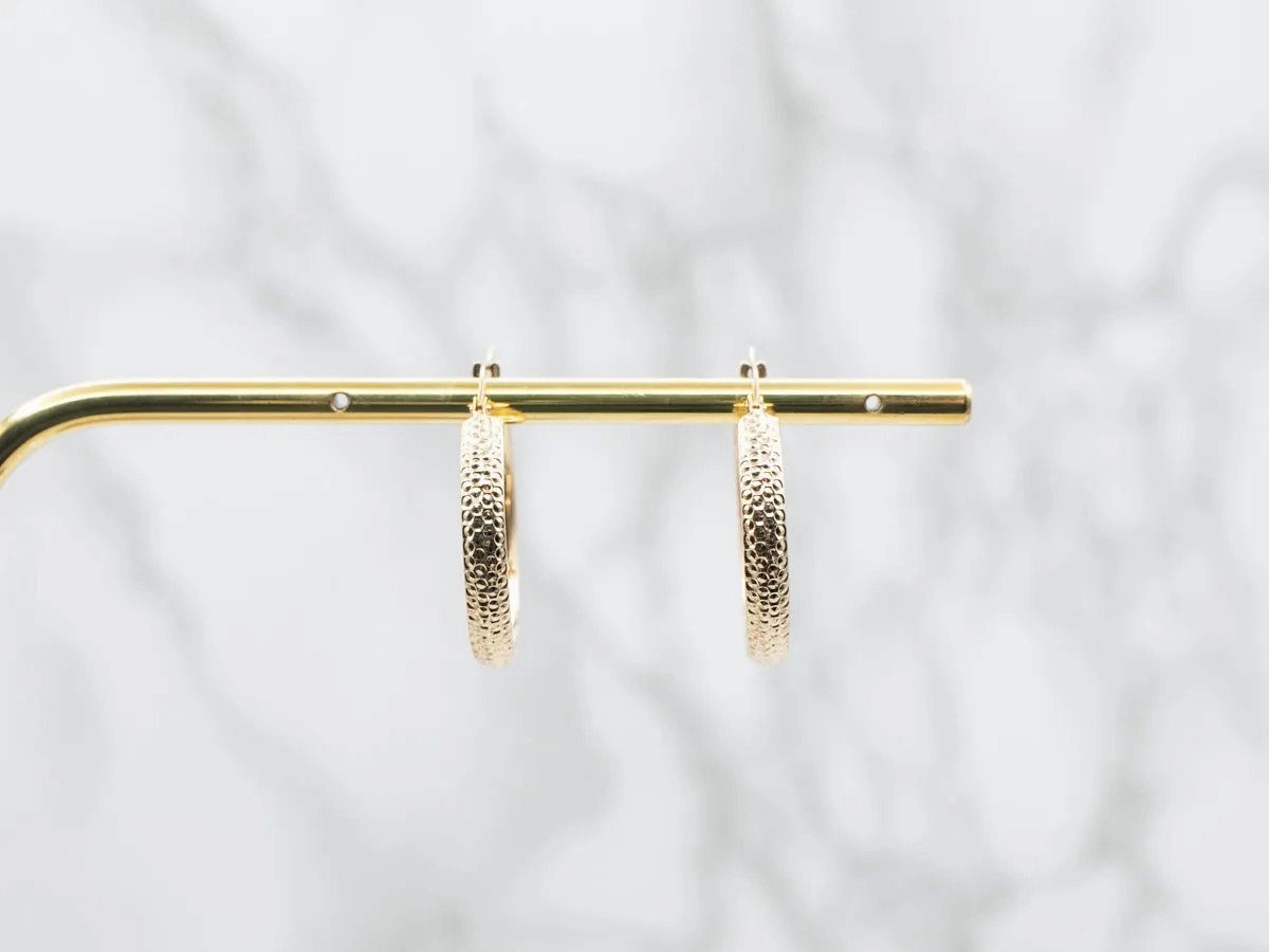 Gold Textured Hoop Earrings