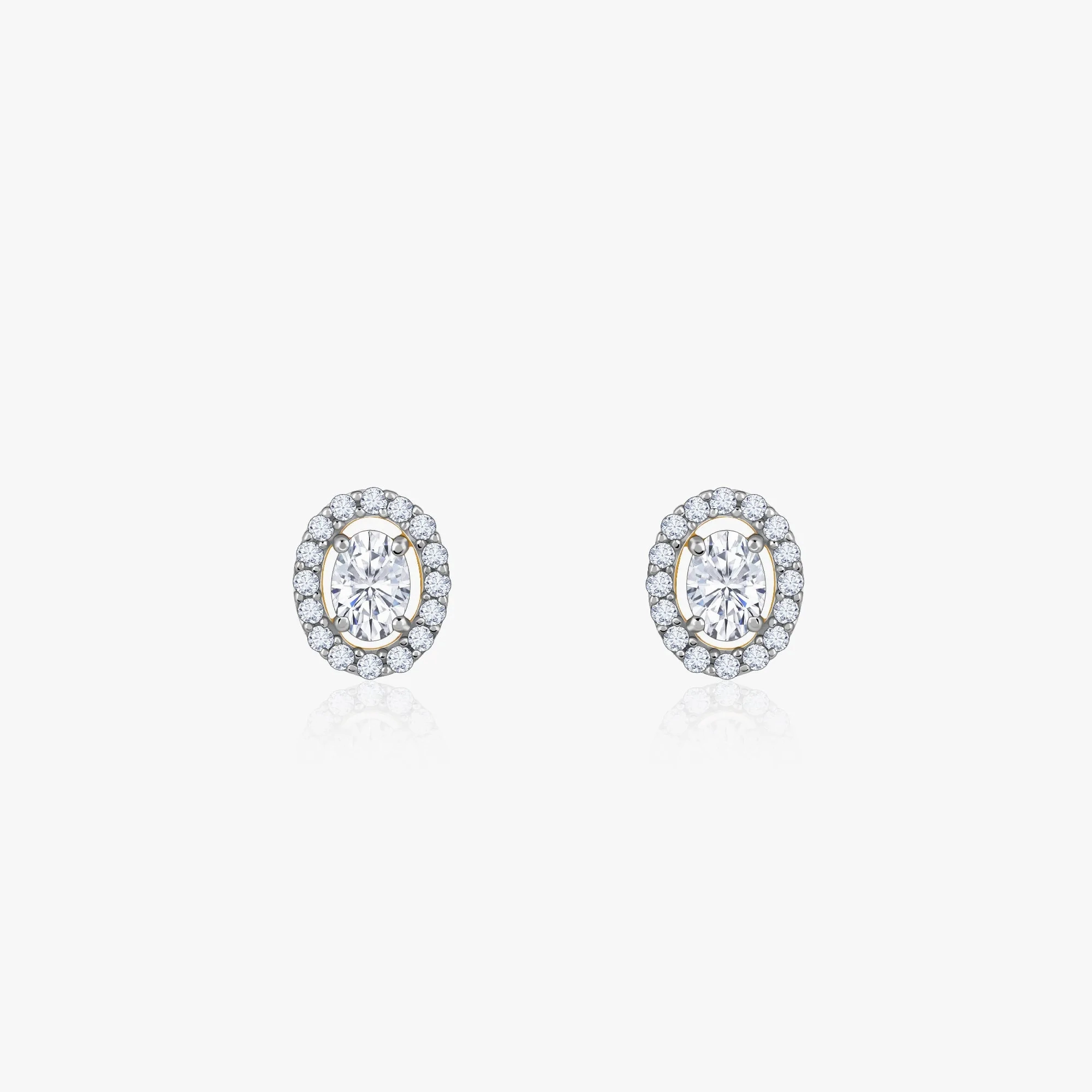 Gold Vesta Halo Solitaire Diamond Studs