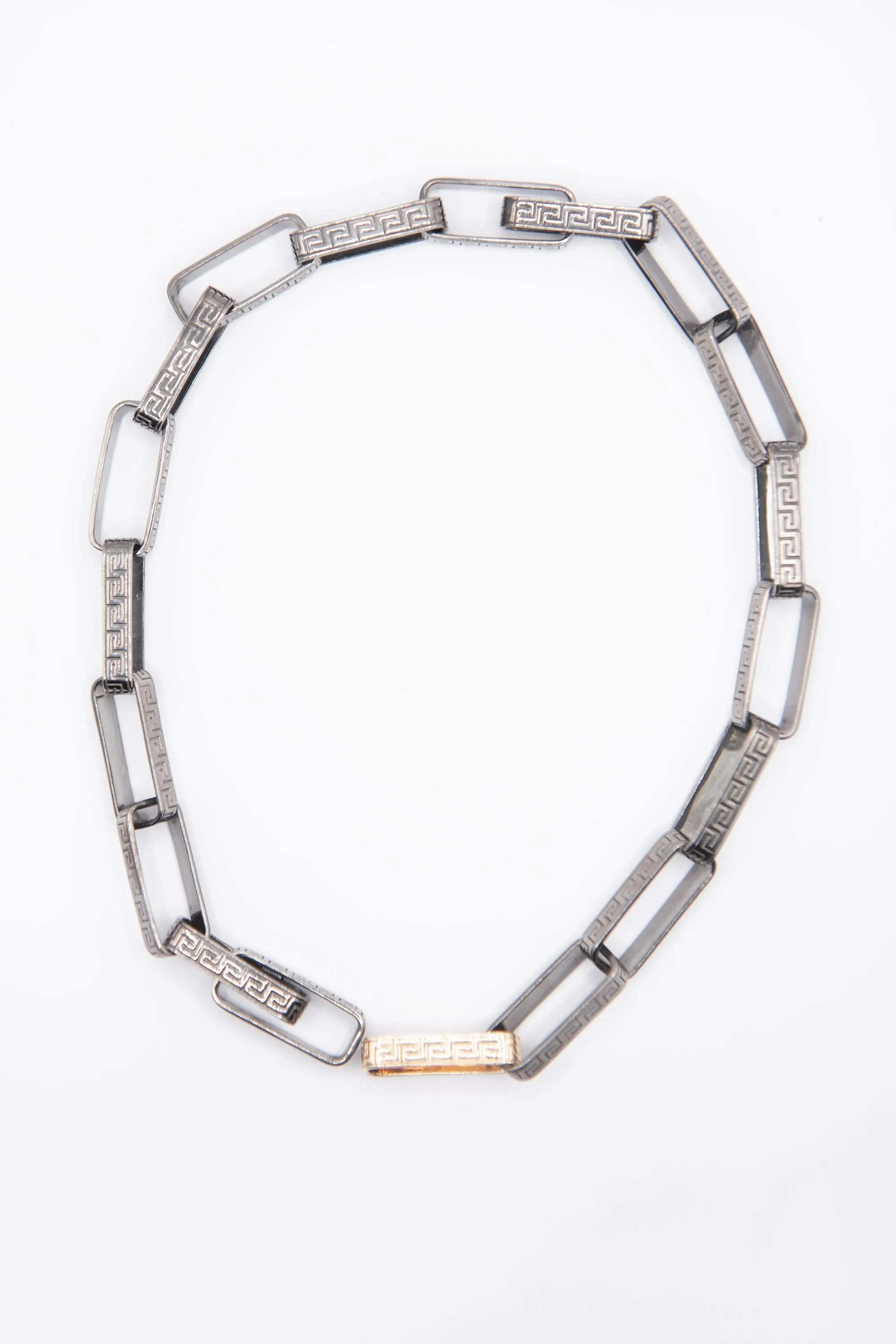 Greek Key Necklace, Sterling &amp; Gold