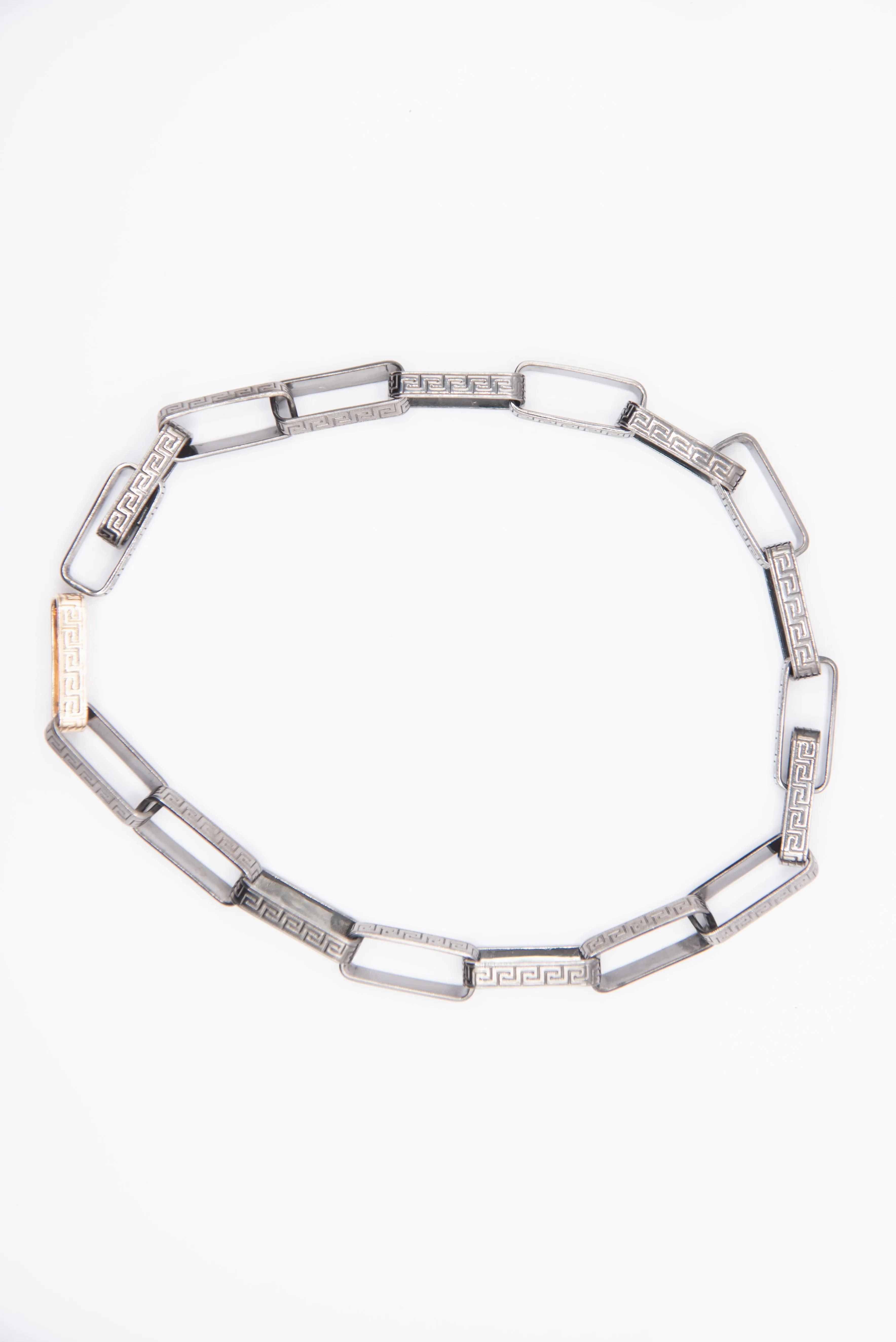 Greek Key Necklace, Sterling &amp; Gold