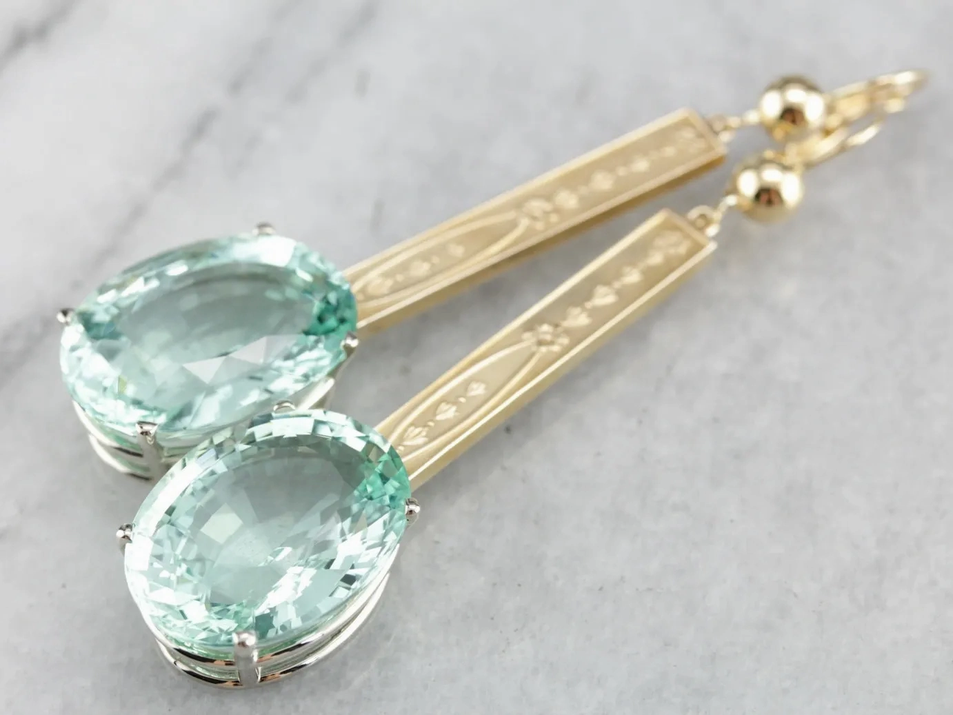 Green Aquamarine Drop Earrings