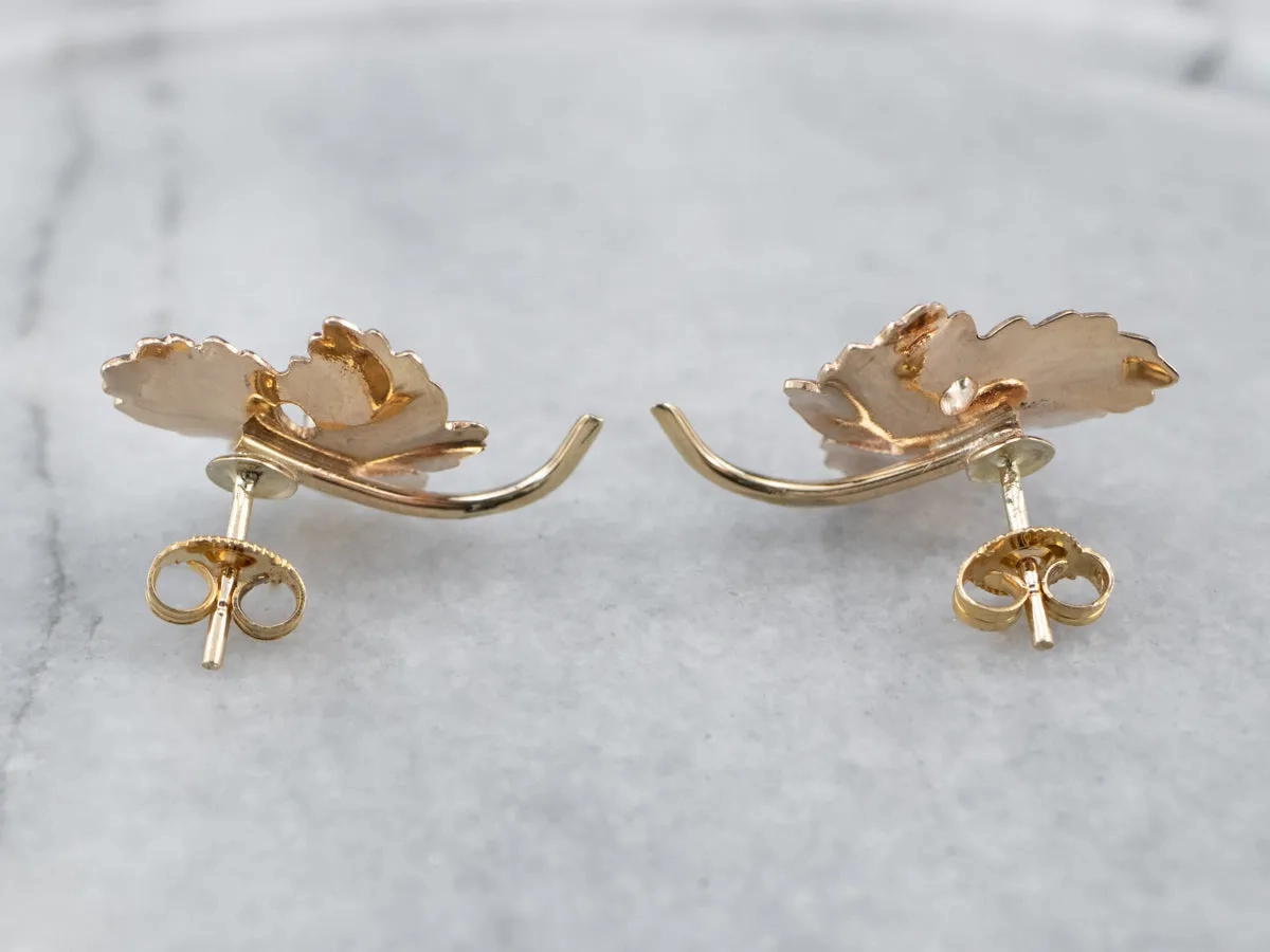 Green Sapphire Gold Leaf Earrings