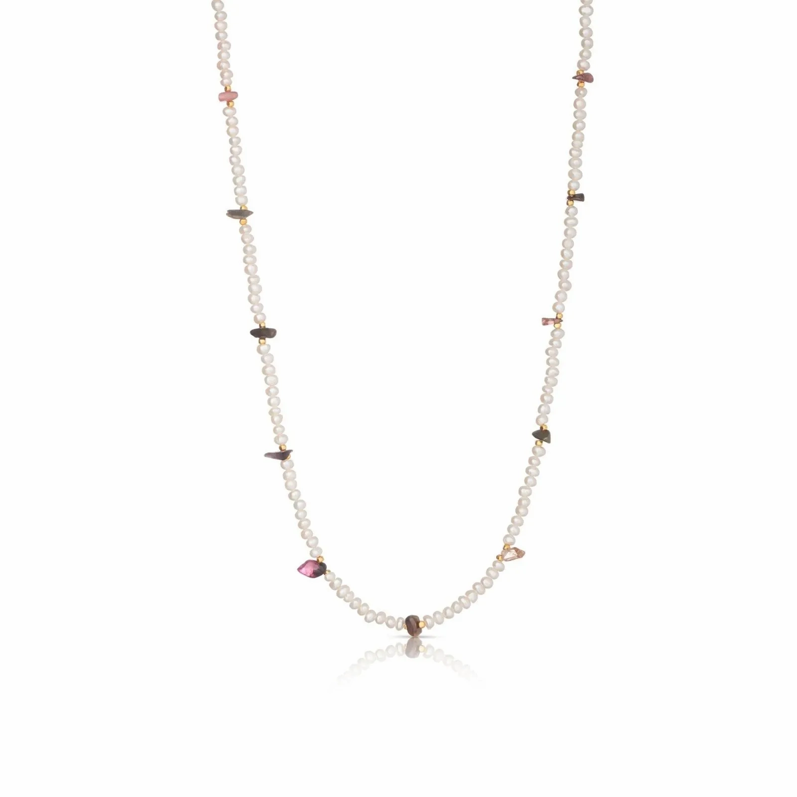 Gretel 18K Gold Plated Necklace w. Pearls &amp; Tourmaline